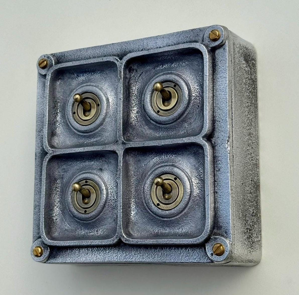4 Gang 2 Way Solid Cast Metal Conduit Light Switch Industrial