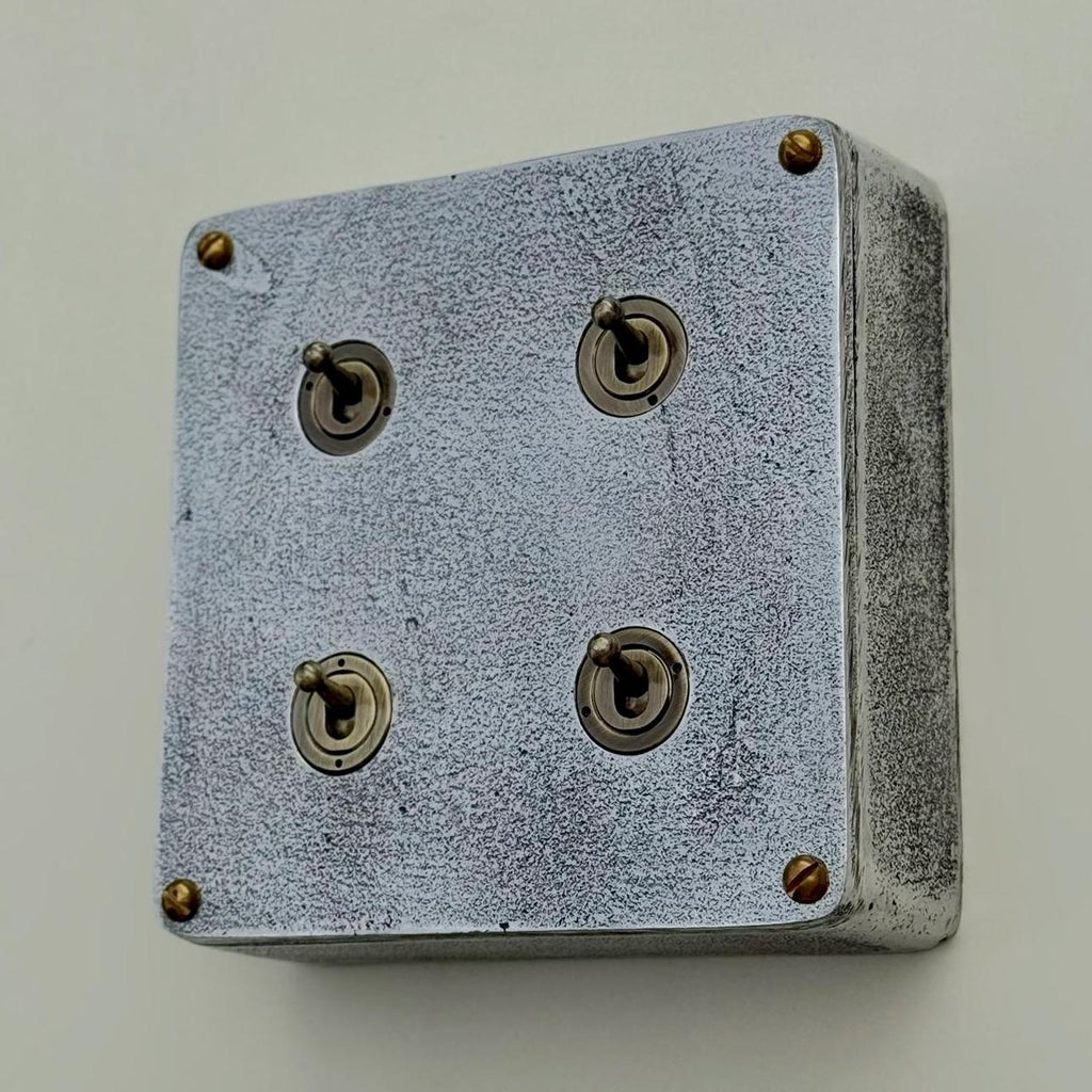 4 Gang 2 Way Solid Cast Metal Conduit Light Switch Industrial - Vintage Crabtree Style