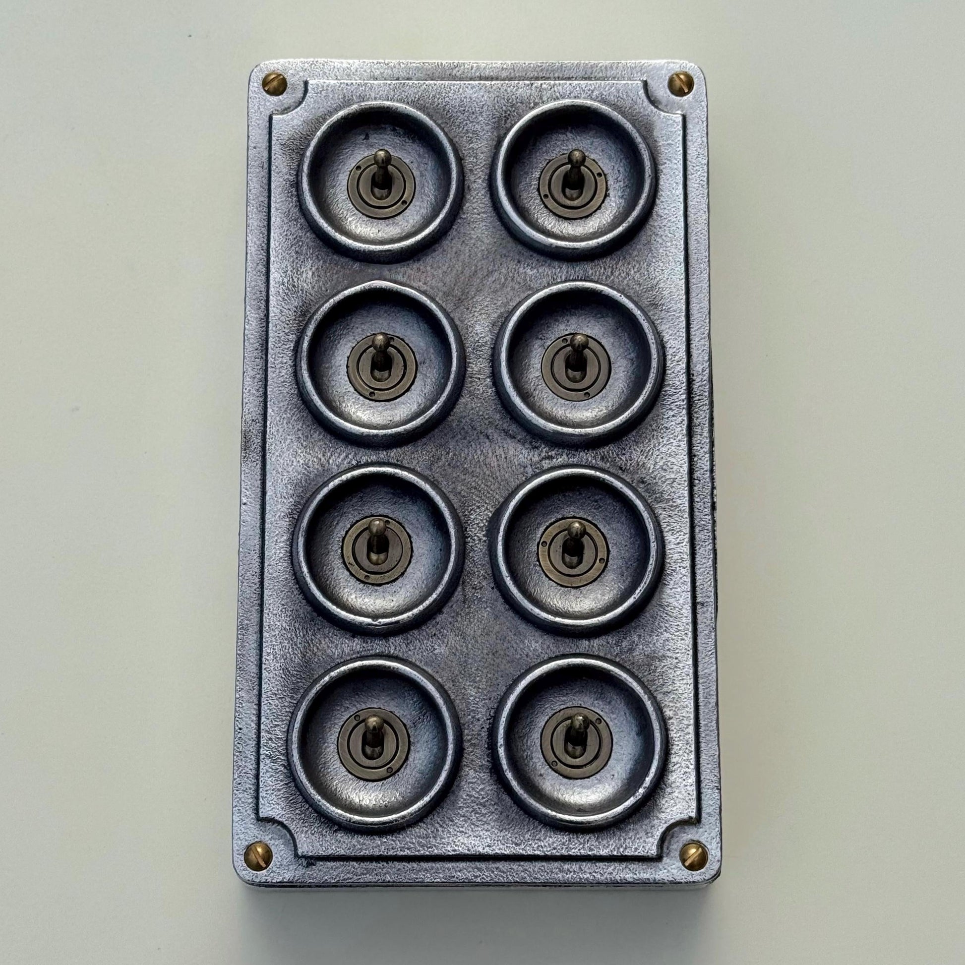 8 Gang 2 Way Solid Cast Metal Conduit Light Switch Industrial - Vintage Crabtree Style