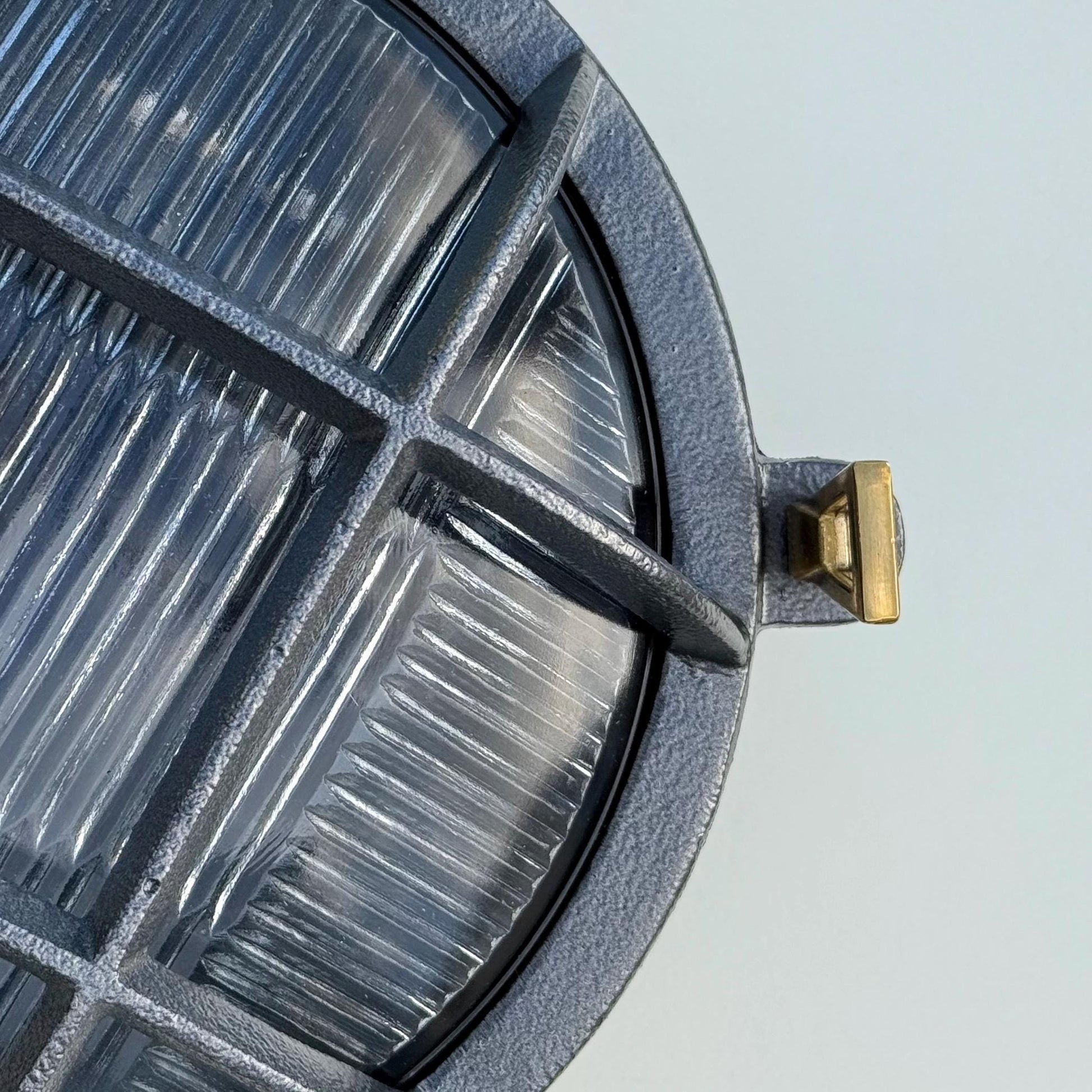 Wroxham ~ Cast Pewter Caged Nautical Bulkhead Wall Light Industrial Ceiling Fixture