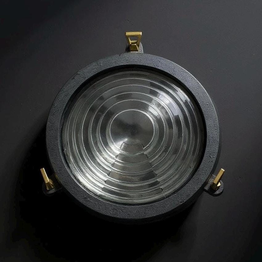 Wroxham ~ Cast Pewter Coastal Lighthouse Wall Light Industrial Ceiling Fixture