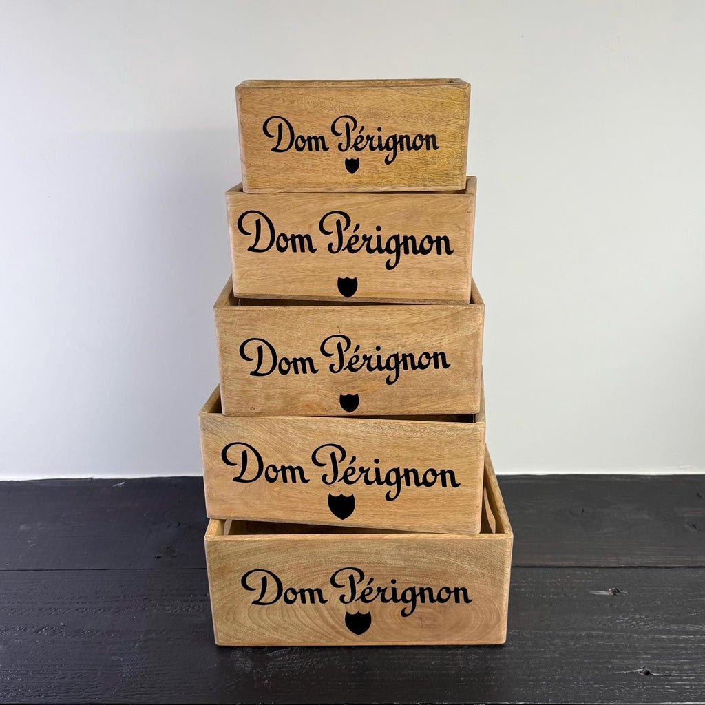 Dom Perignon Storage Wooden Champagne Crates Natural Finish