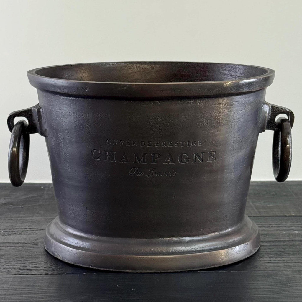 Black Copper ~ Great Gatsby ~ Solid Cast Engraved Champagne Ice Bucket | Wine Cooler