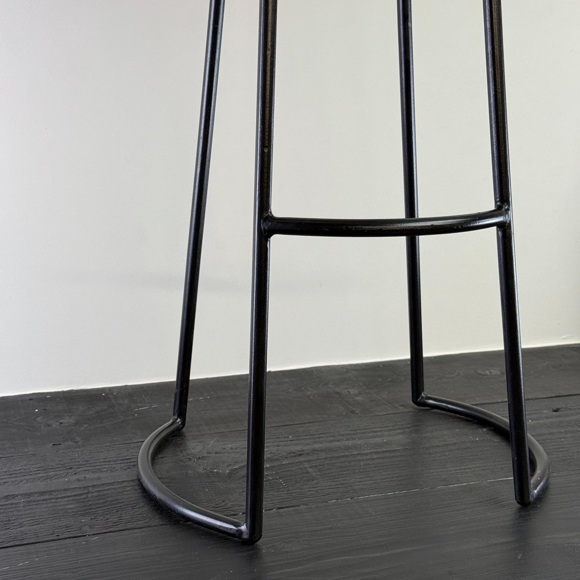 Solid Mango Wooden Top Bar Stool Hand Crafted | Solid Cast Metal | Floor Standing | Kitchen Black Iron | Industrial Tractor Seat