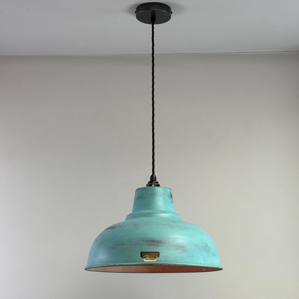 Salthouse XL - Copper Verdigris Patina Industrial Lampshade Pendant Light - 14.5 Inch