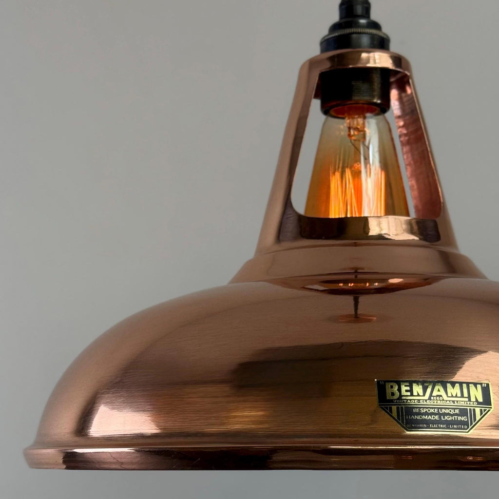 Cawston XL - Genuine Solid Copper Slotted Lampshade Pendant Set Light - 14 Inch