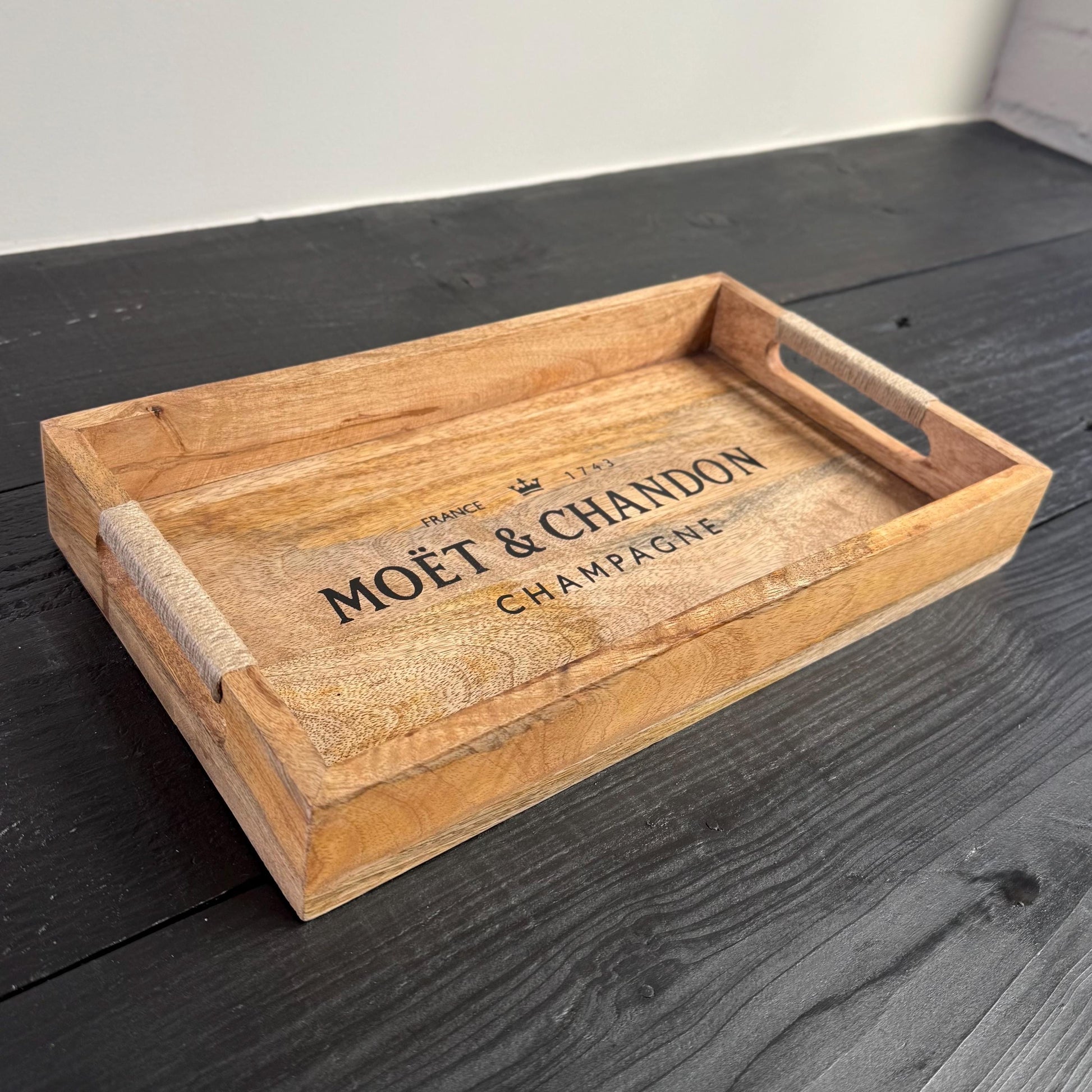 Wooden Serving Trays Moët & Chandon Champagne Butlers Crates Storage Boxes Natural Finish