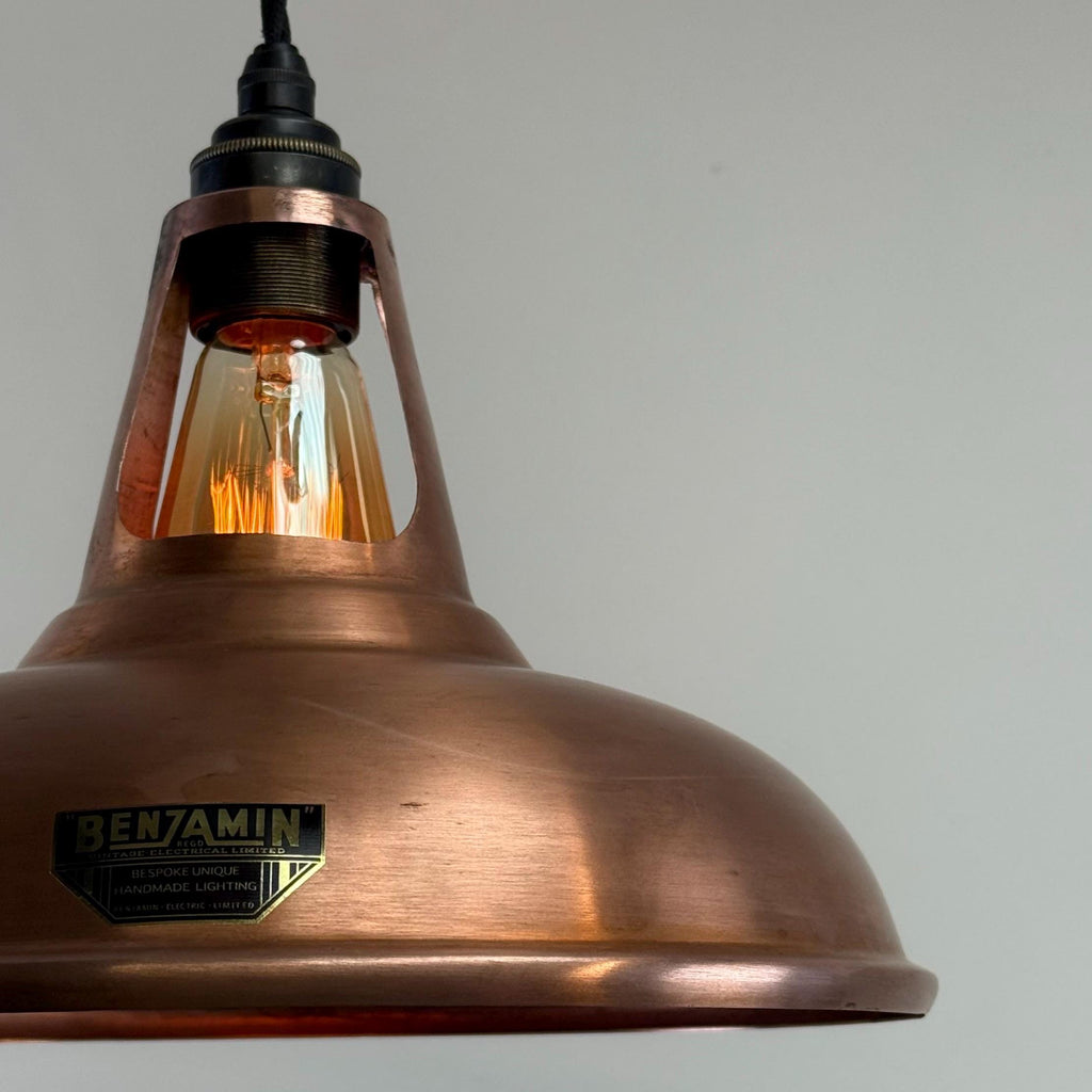Cawston - Antique Copper Slotted Lampshade Pendant Ceiling Light - 11 Inch