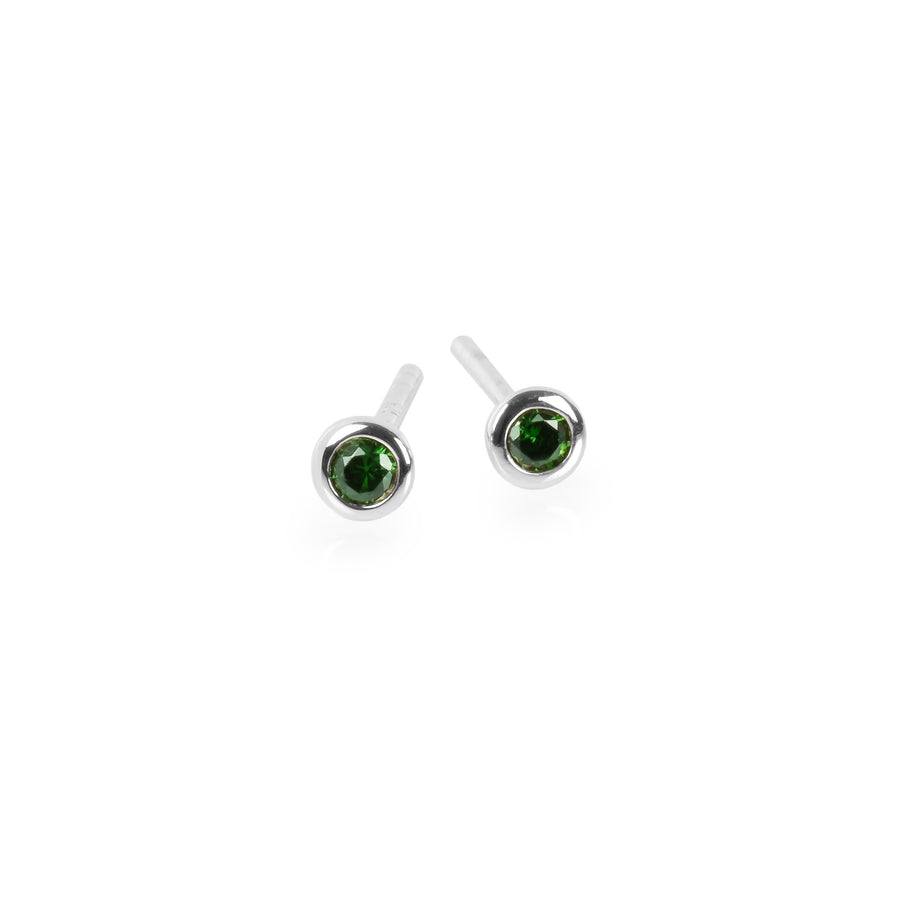 Tiny Zircon Dot Earrings – 925 Silver, Multiple Colors by MyaMoon at www.brixbailey.com