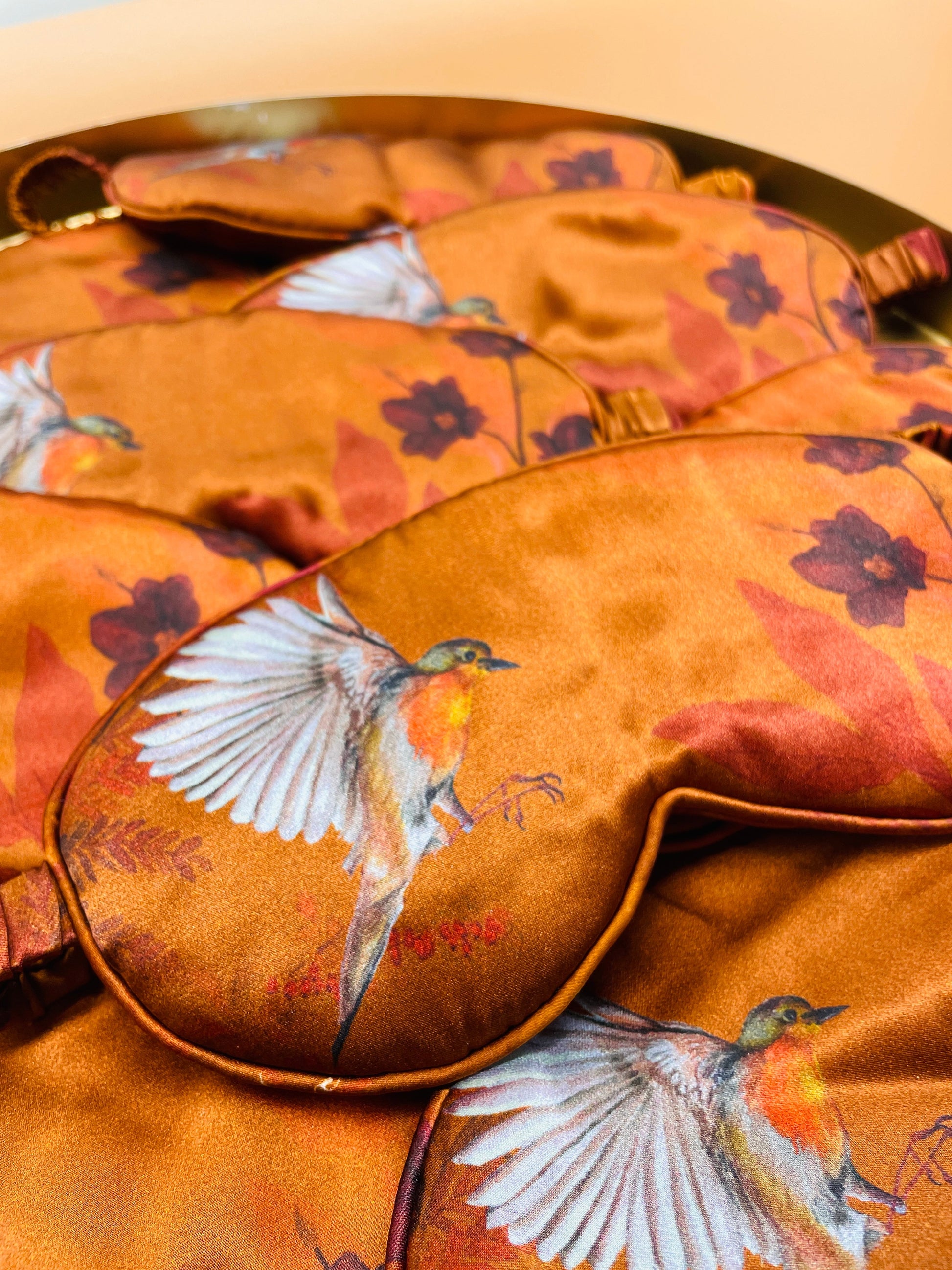 Copper Silk Eye Mask in Ember Print Hand Painted Design
