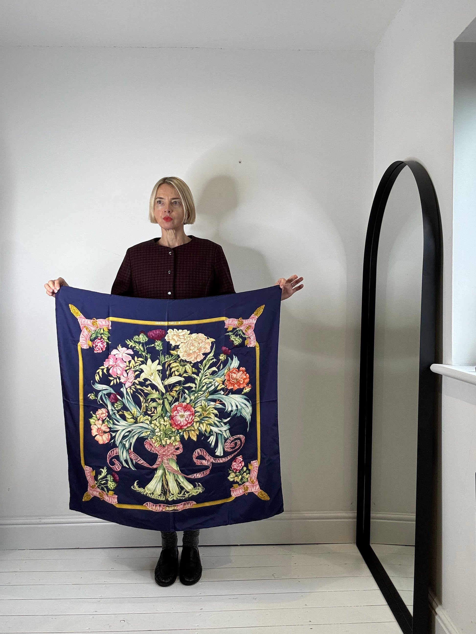 Vintage Silk Scarf in Jewel Tones