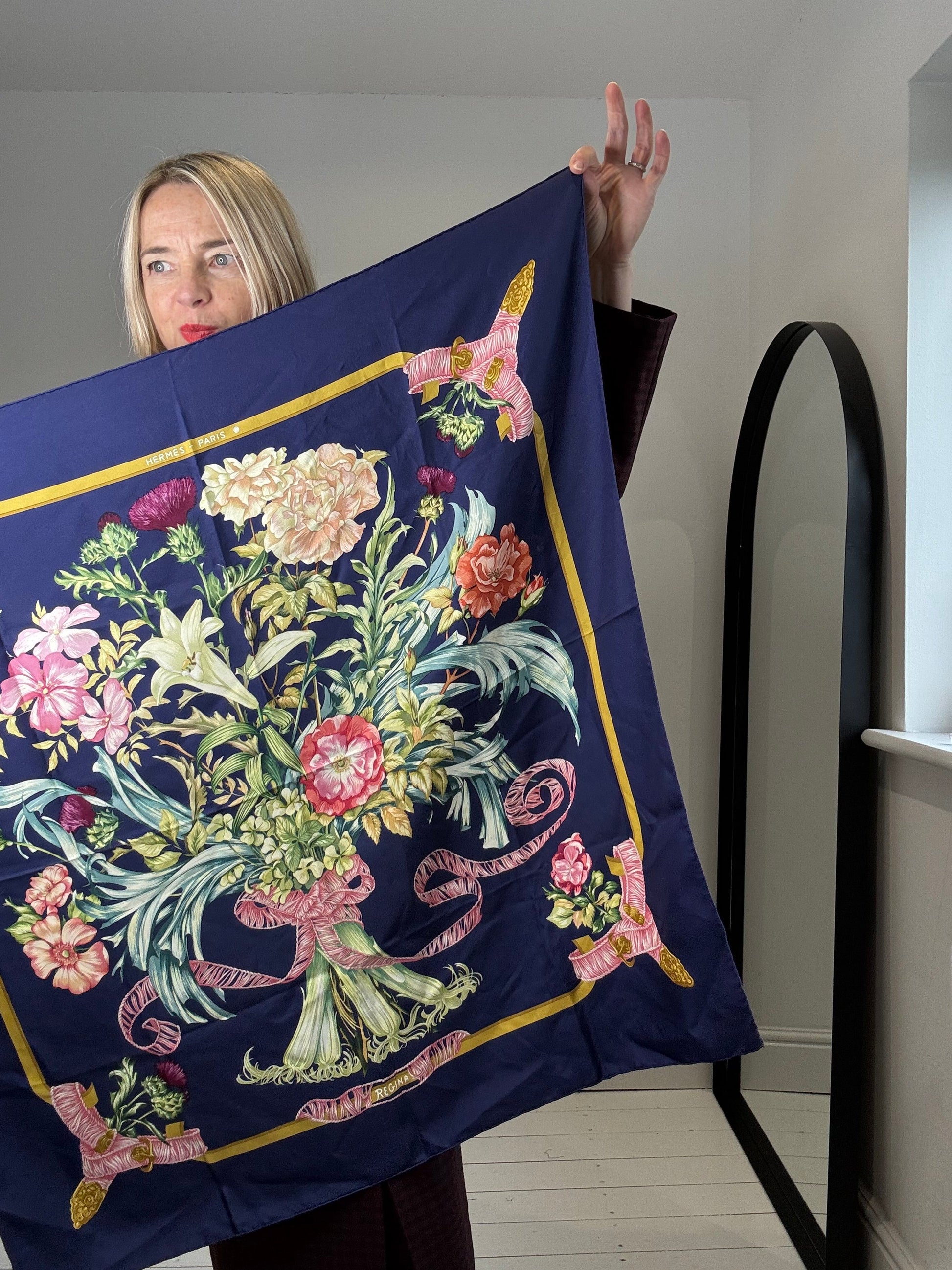 Vintage Silk Scarf in Jewel Tones