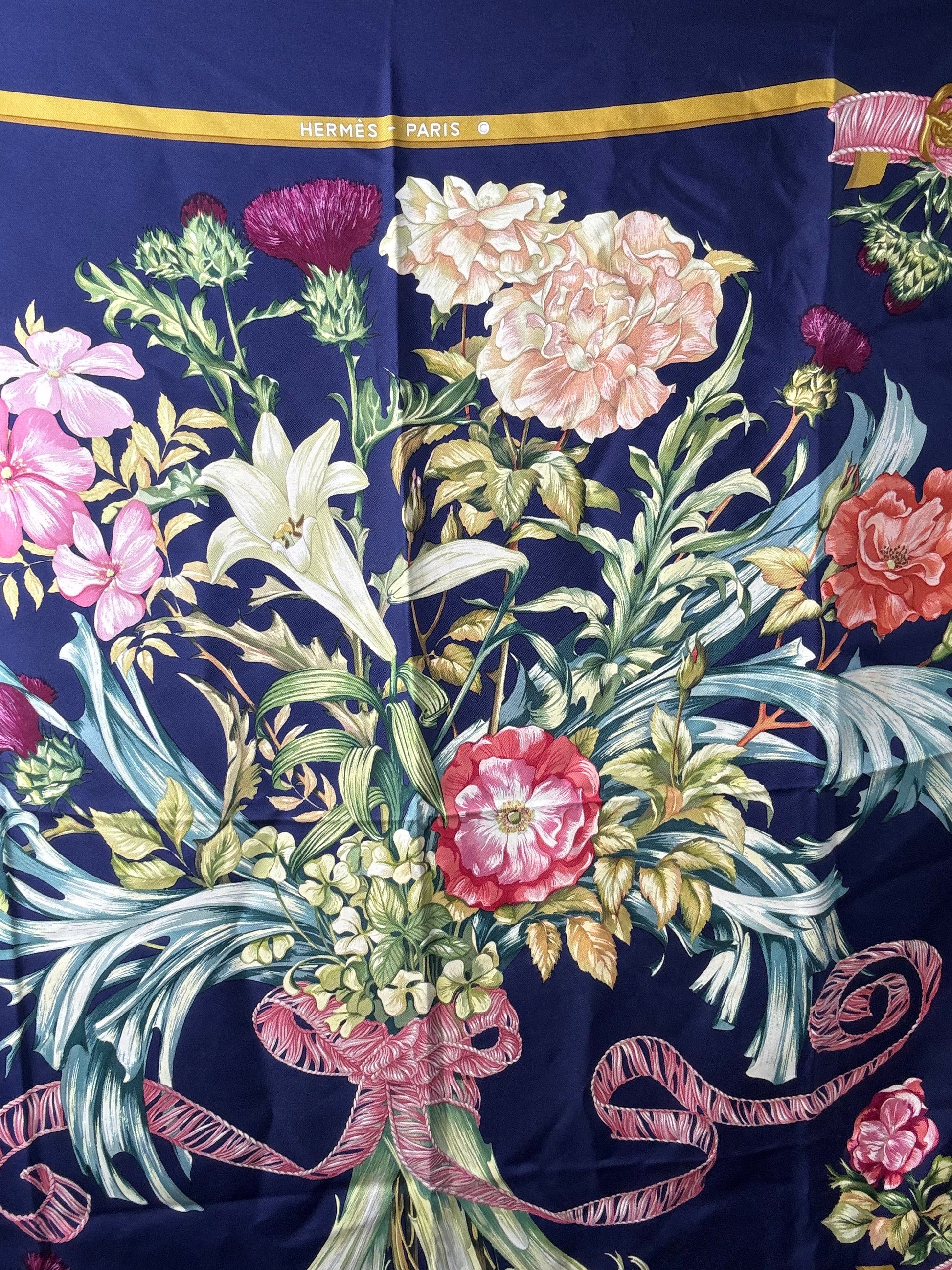 Vintage Silk Scarf in Jewel Tones