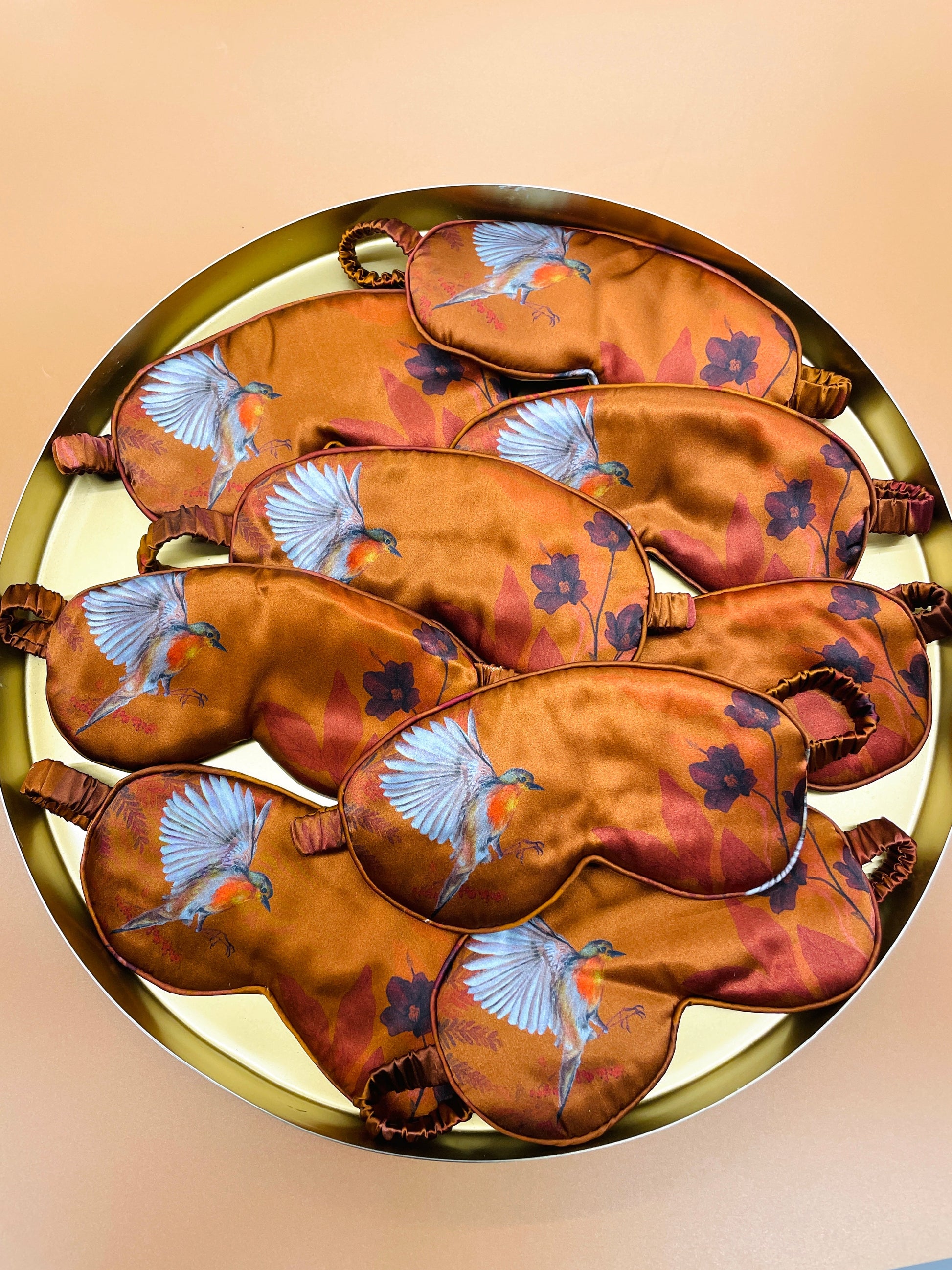 Copper Silk Eye Mask in Ember Print Hand Painted Design