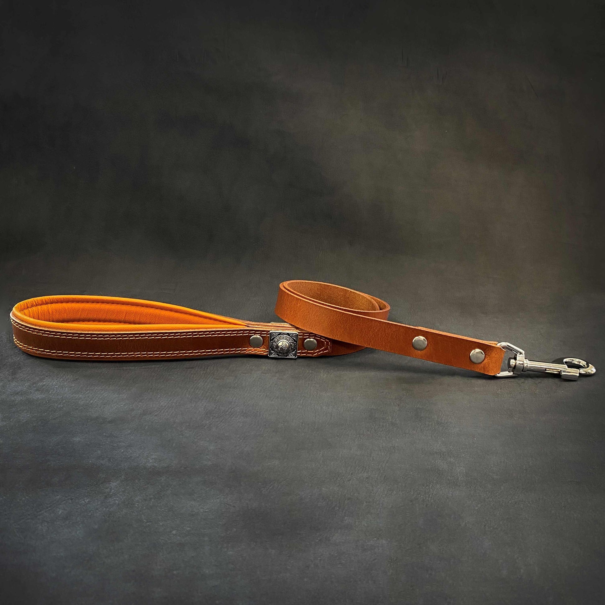 Brown Leather Dog Leash 1 Inch Wide