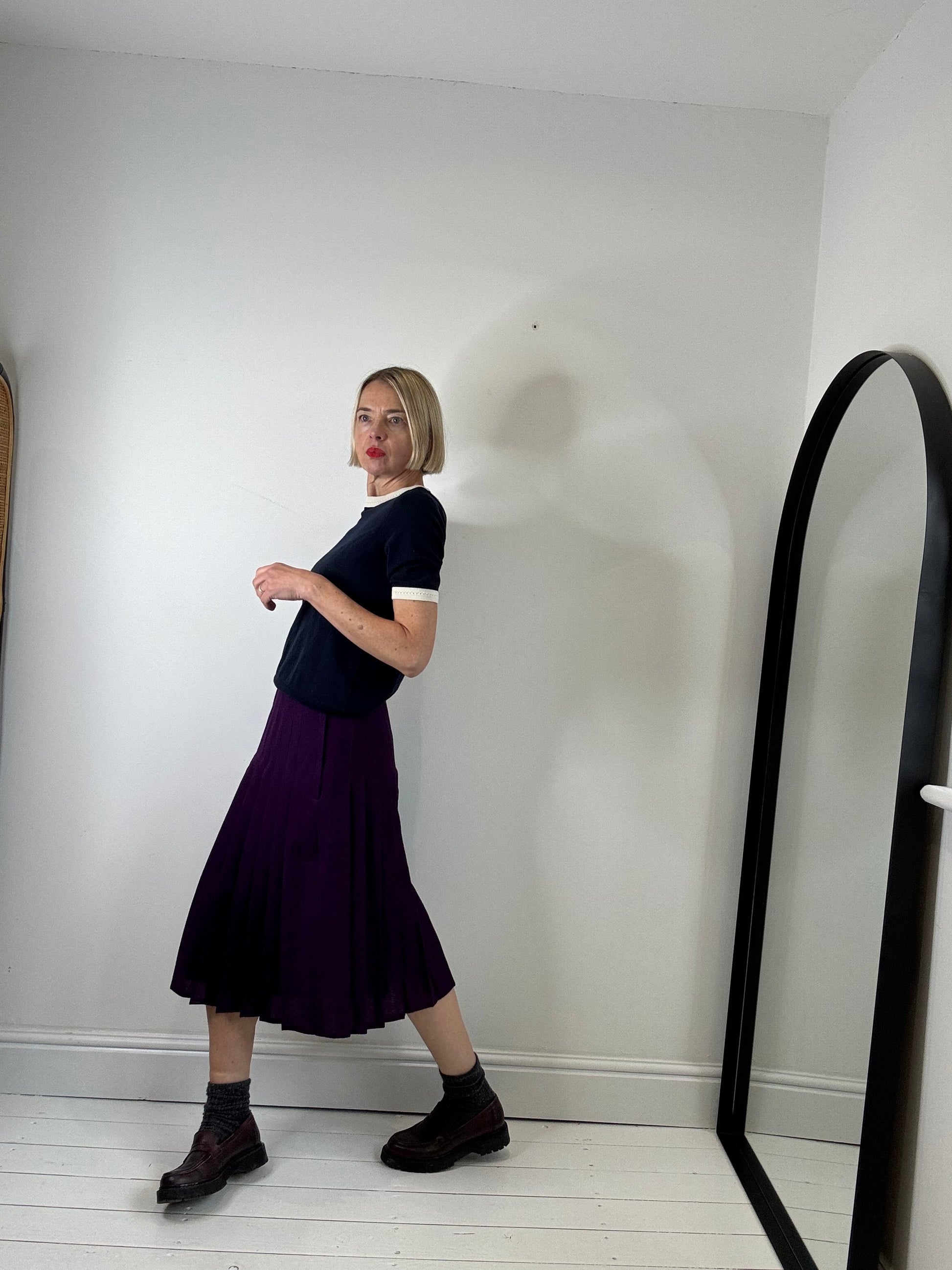 Violet Vintage Knife Pleat Skirt