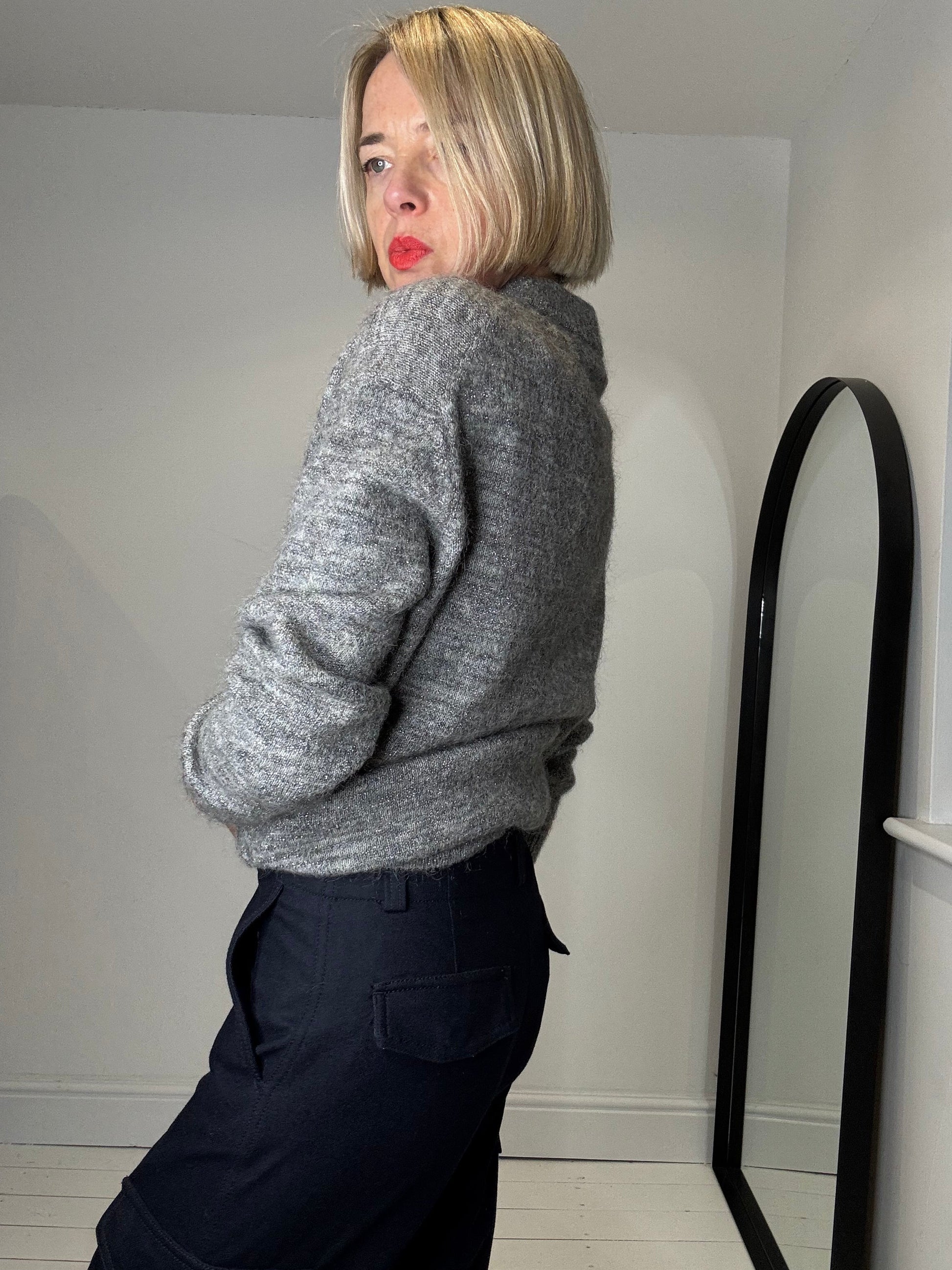 Grey Marl Mohair Turtleneck Jumper with Lurex