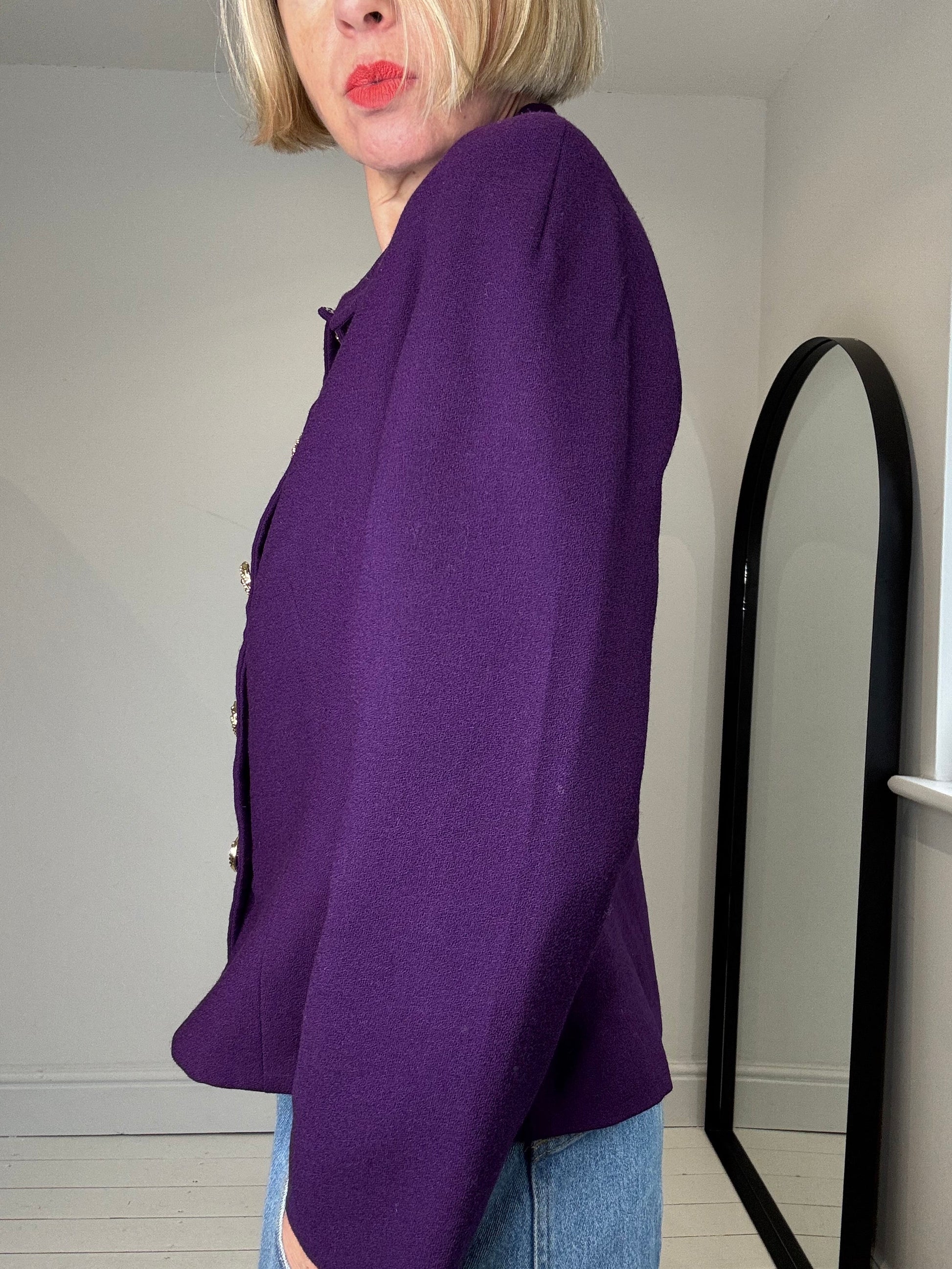 Vintage Wool Crepe Jacket in Gold