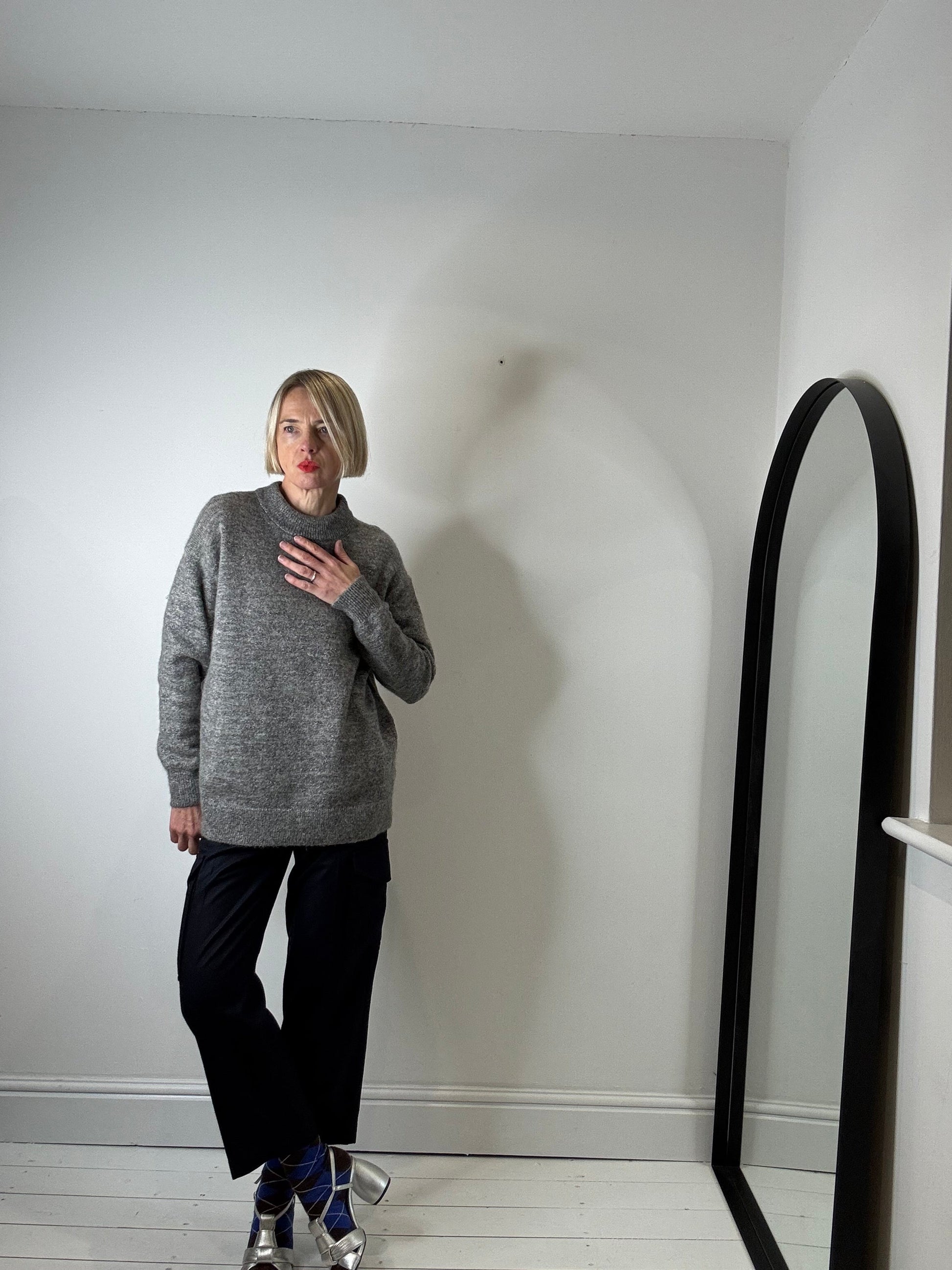 Grey Marl Mohair Turtleneck Jumper with Lurex