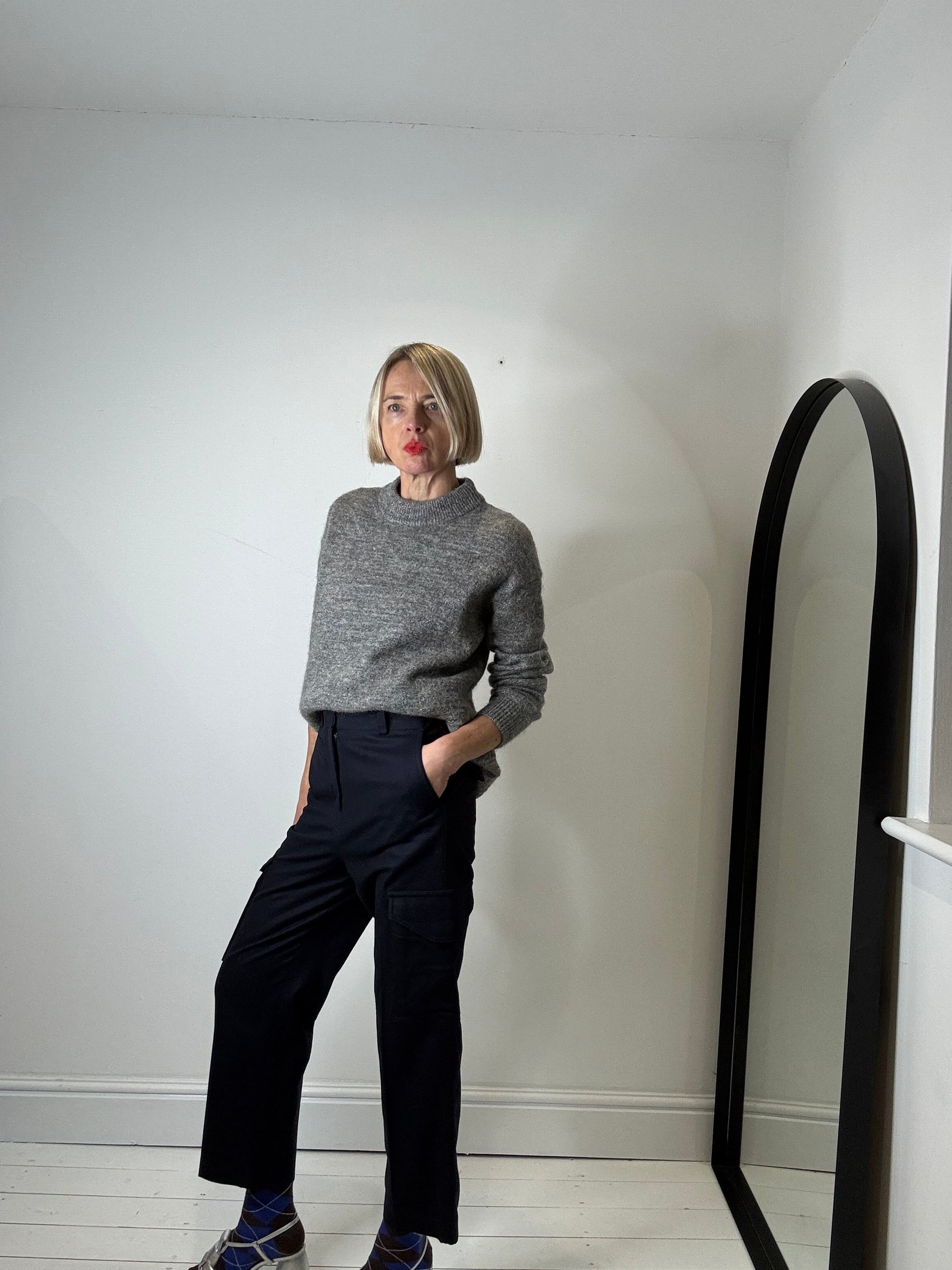 Grey Marl Mohair Turtleneck Jumper with Lurex