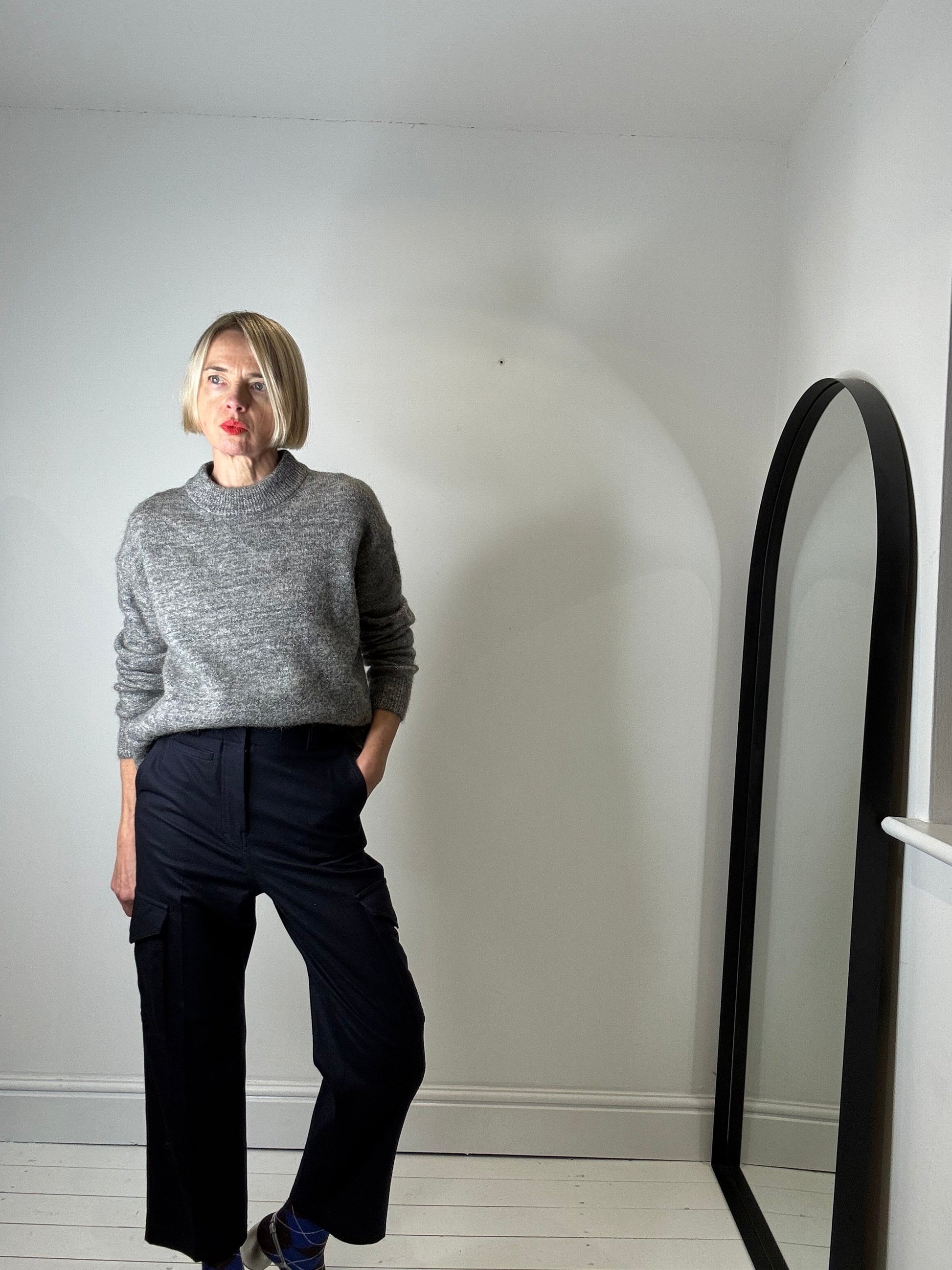 Grey Marl Mohair Turtleneck Jumper with Lurex