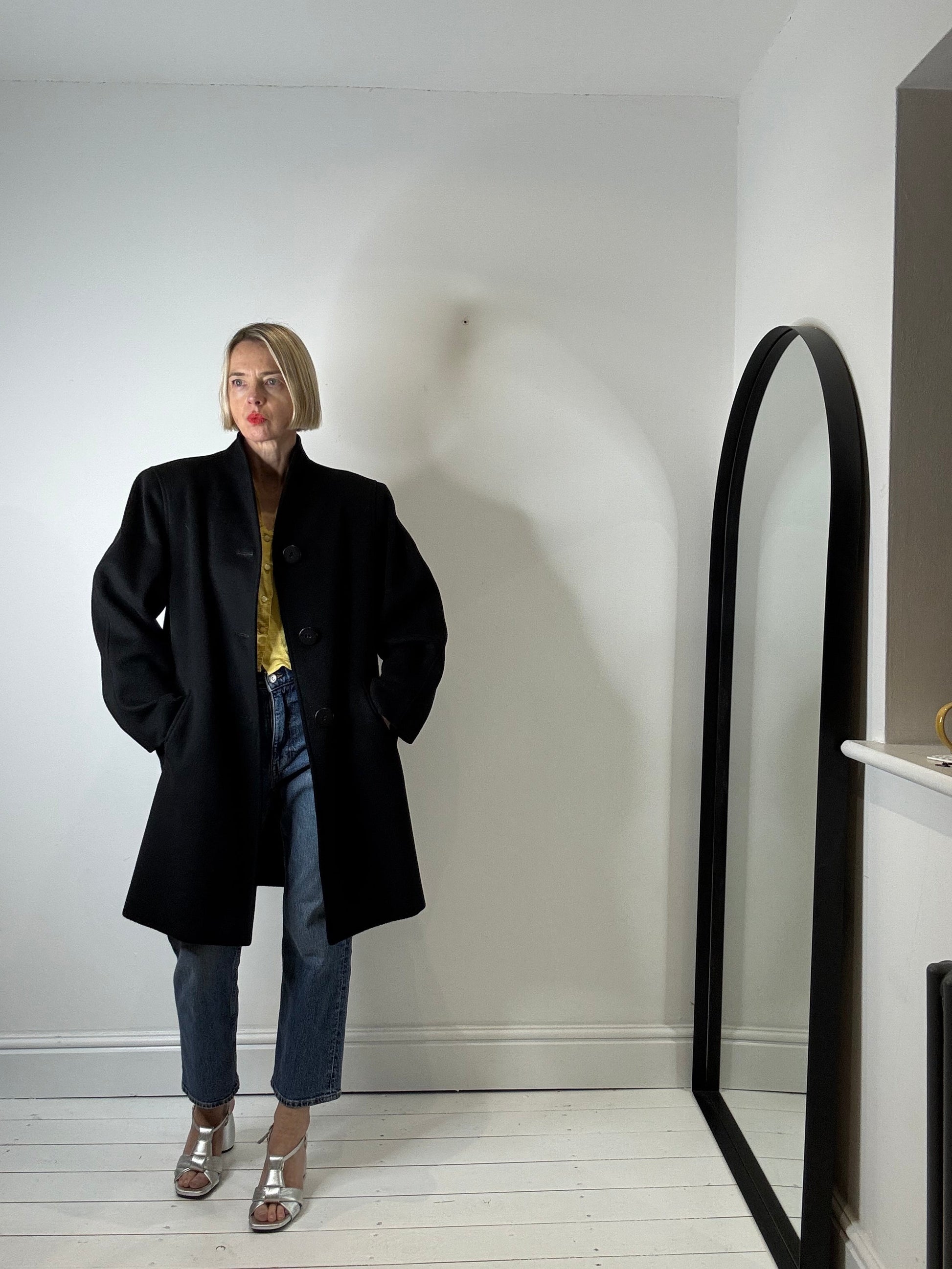 Vintage Grown on Collar Coat in Angora Wool Cashmere