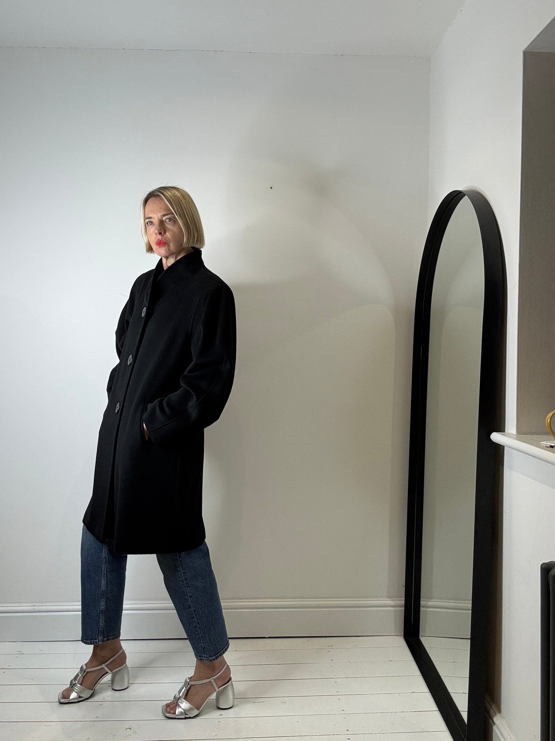 Vintage Grown on Collar Coat in Angora Wool Cashmere