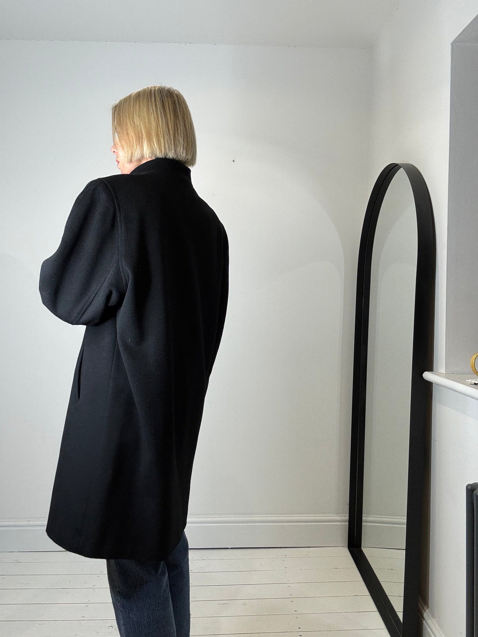 Vintage Grown on Collar Coat in Angora Wool Cashmere