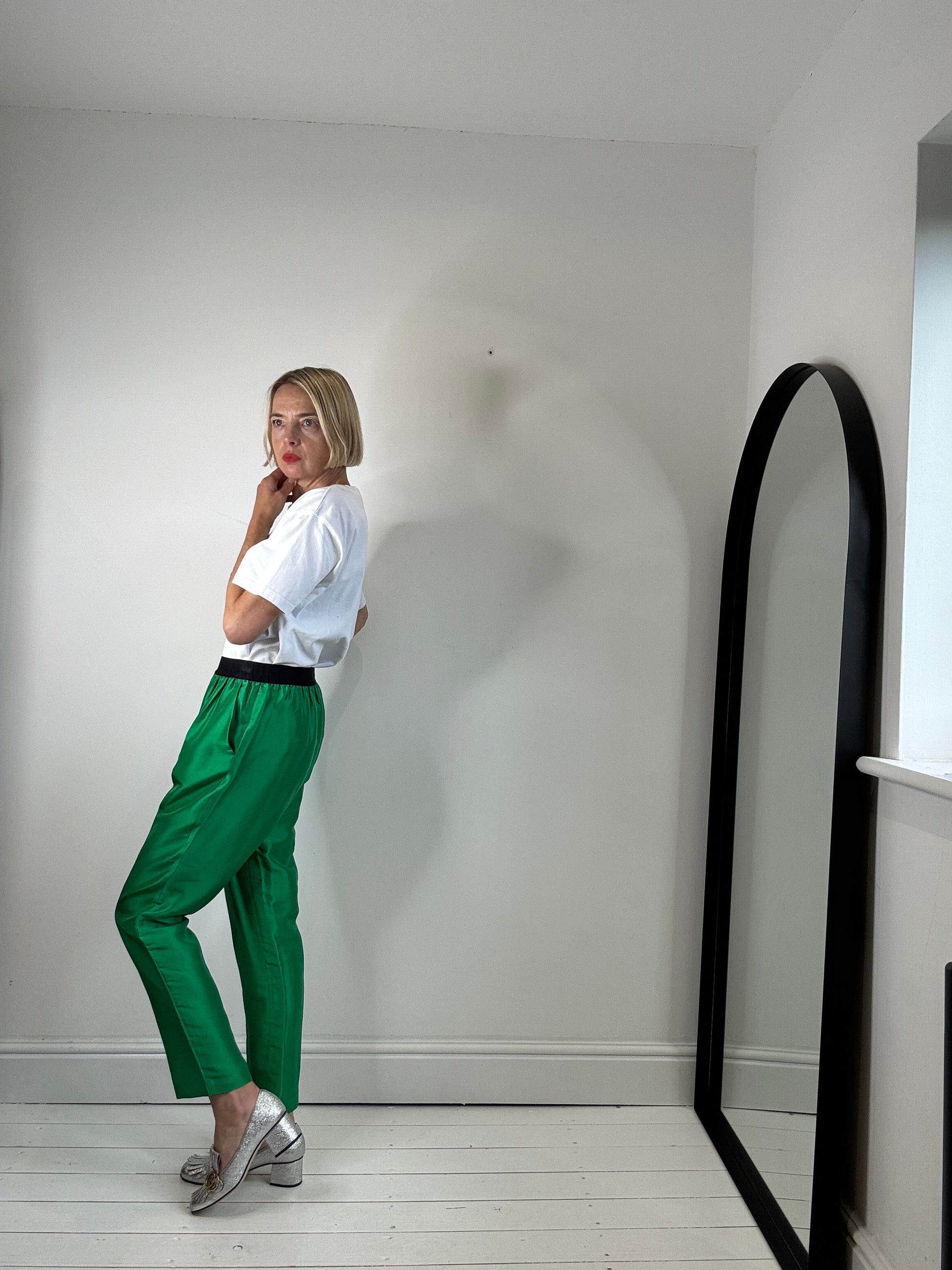 100% Silk Suit in Oversized Blazer and Tapered Trousers