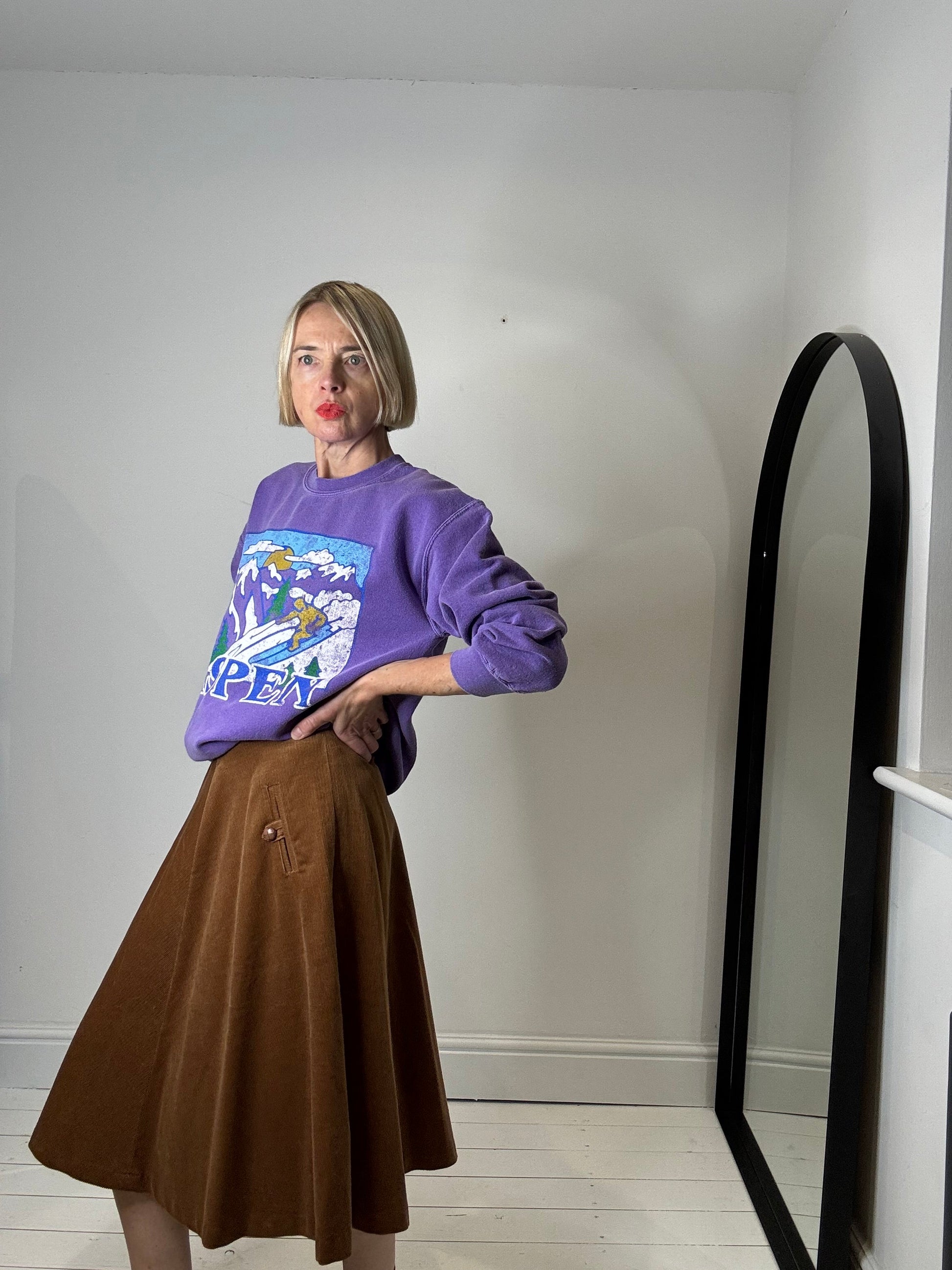 Vintage Toffee Corduroy Circle Skirt