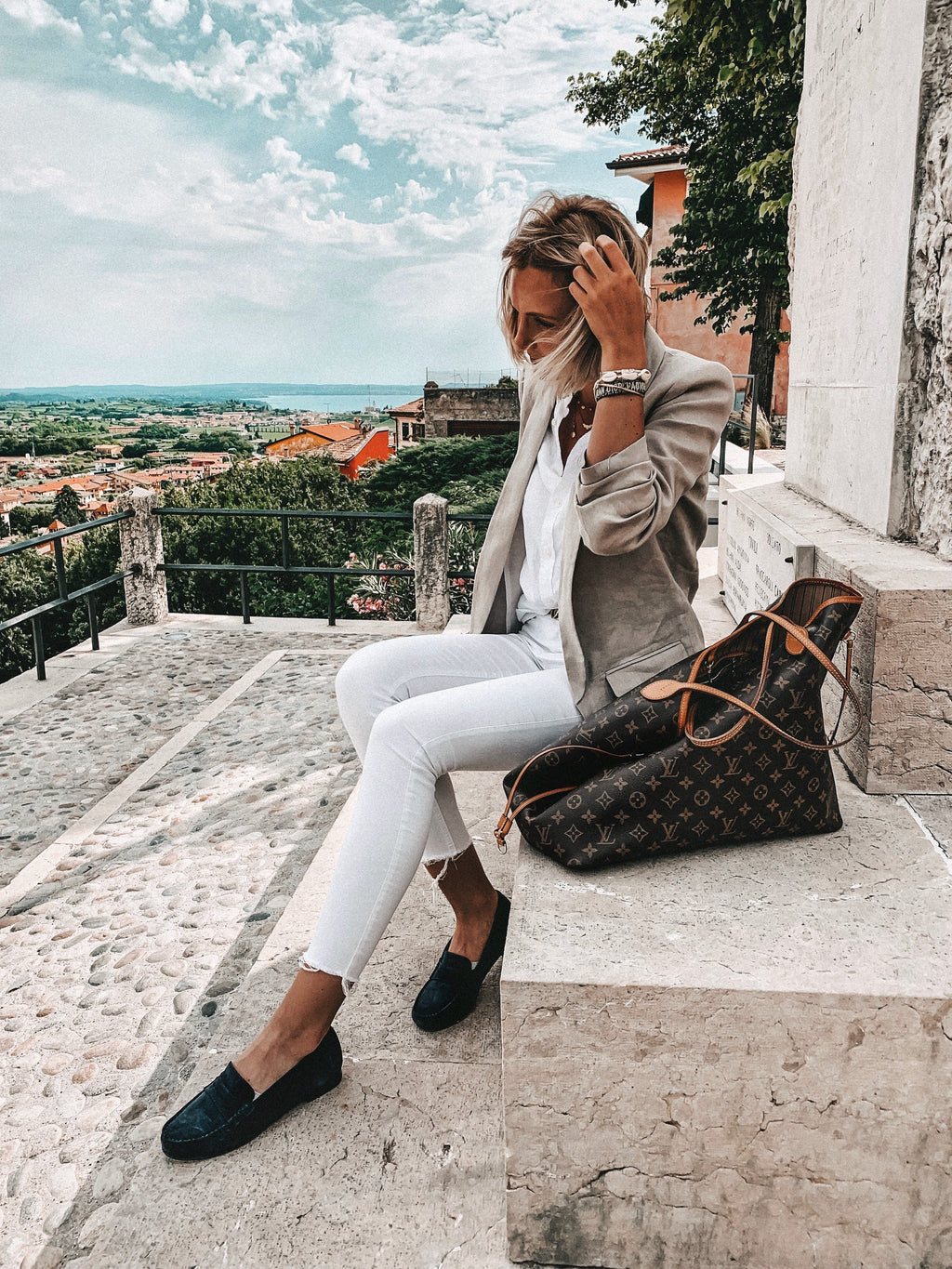 Women's Navy Blue Suede Penny Loafers with Leather Sole