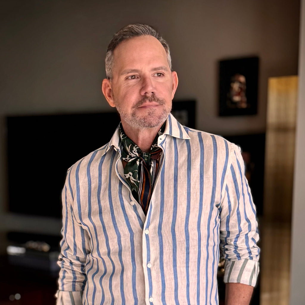 Stylised Bird Print Organic Cotton Silk Scarf - 30% Silk 70% Organic Cotton