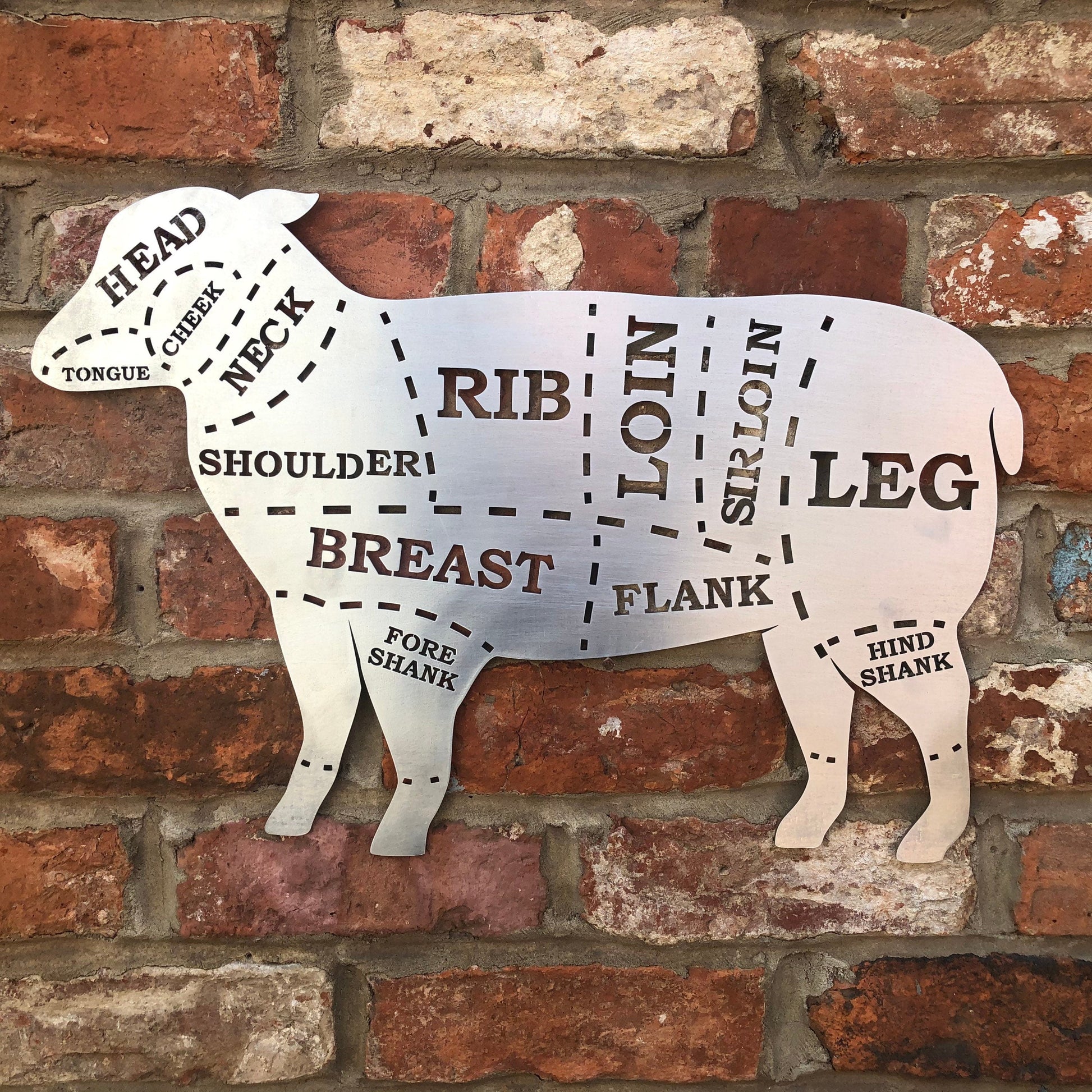 Galvanized Steel Butchers Lamb Wall Decoration.