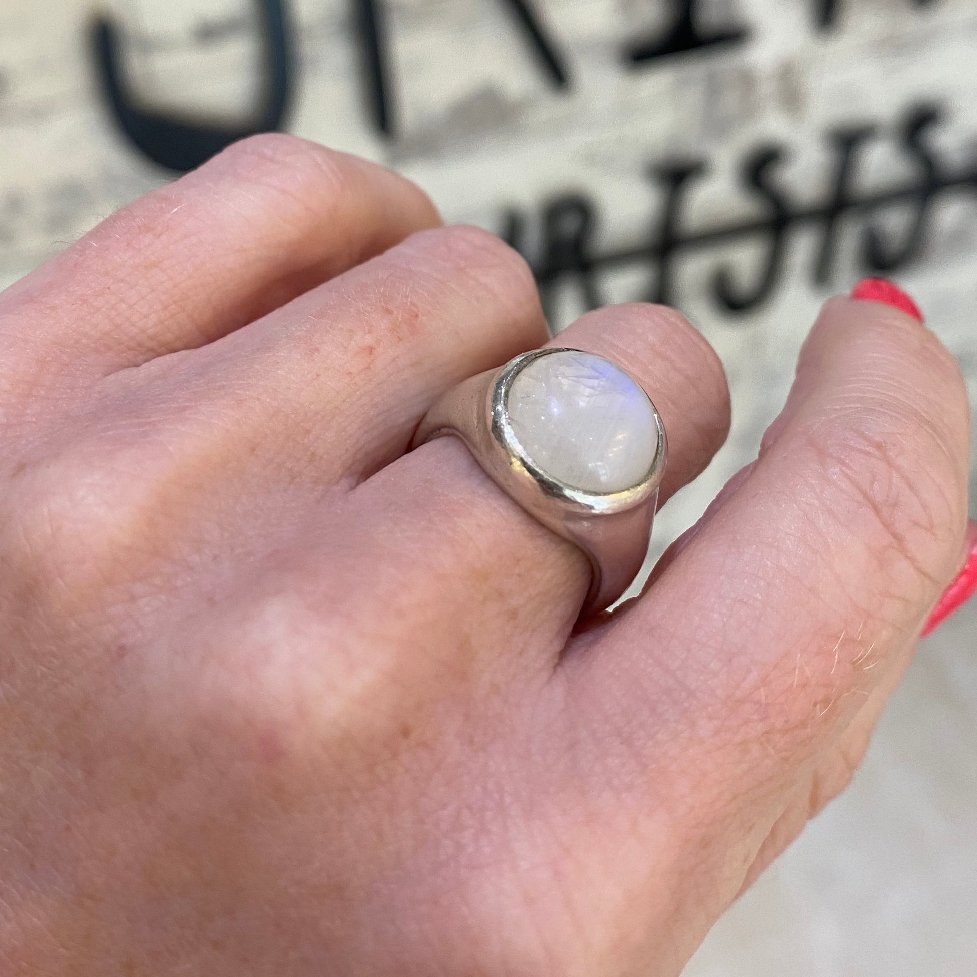 Moonstone Moon Ring Signet