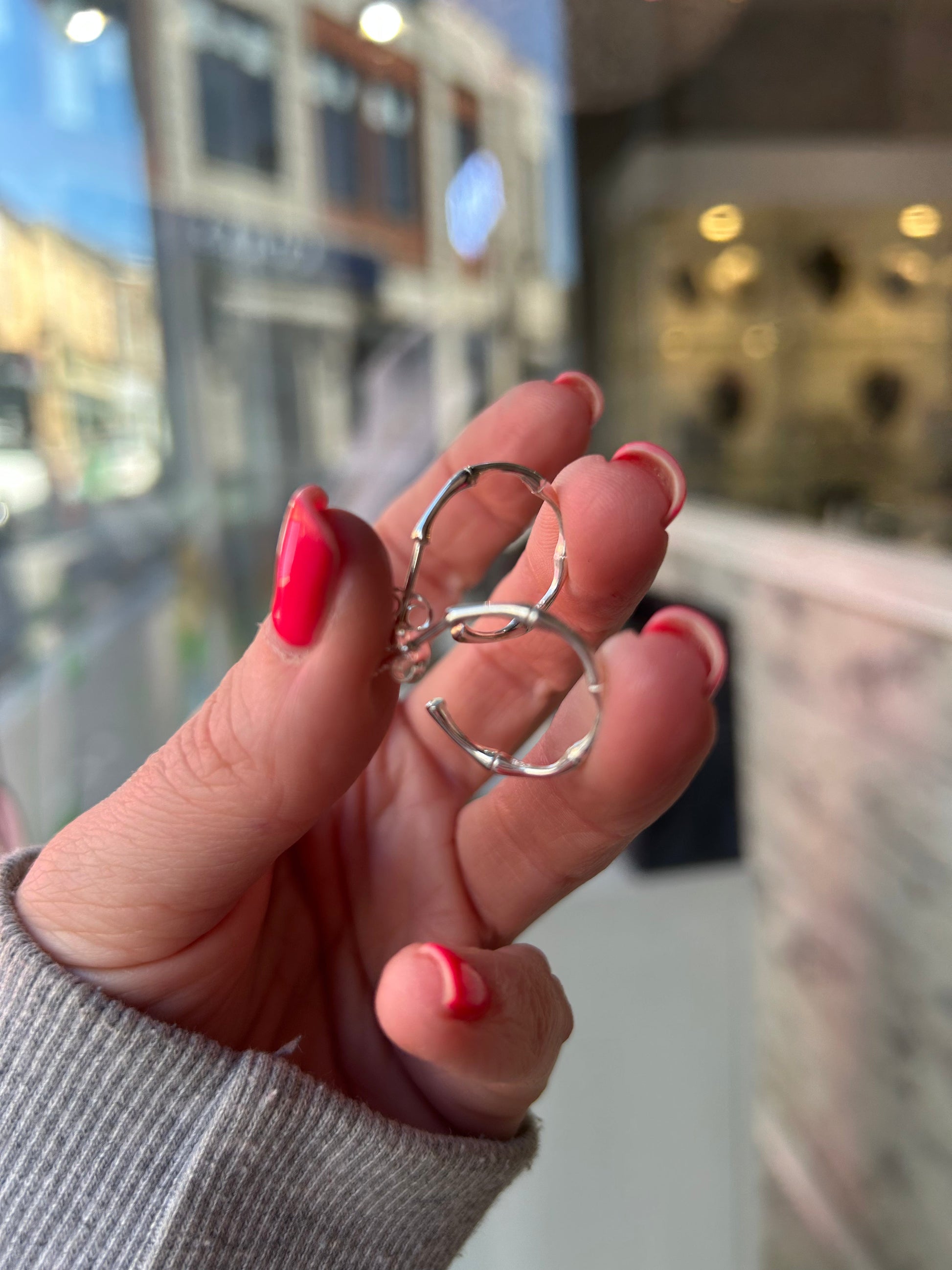 Sterling Silver Bamboo Hoop Earrings