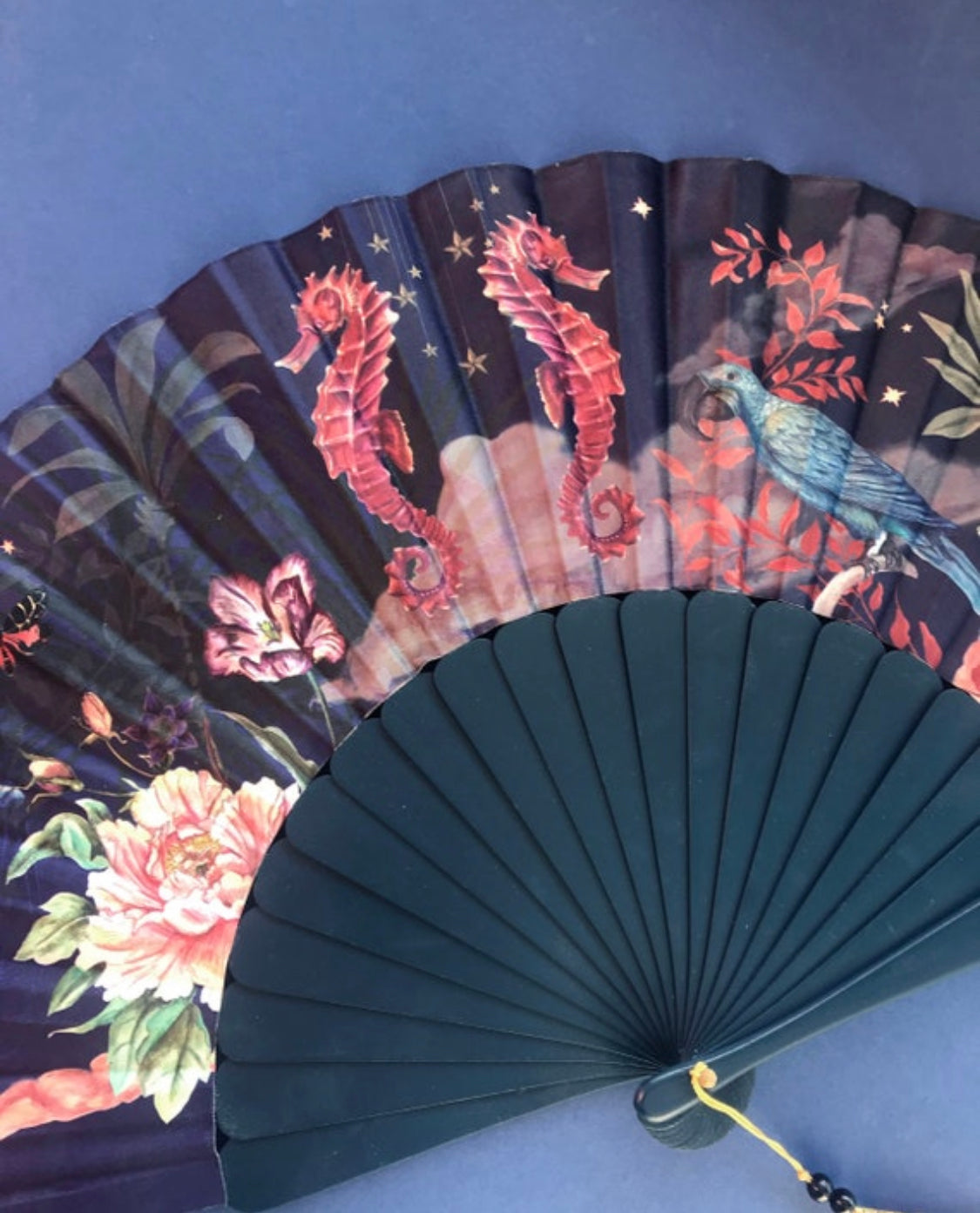 Wonderous Silk Fan with Gold Tassel