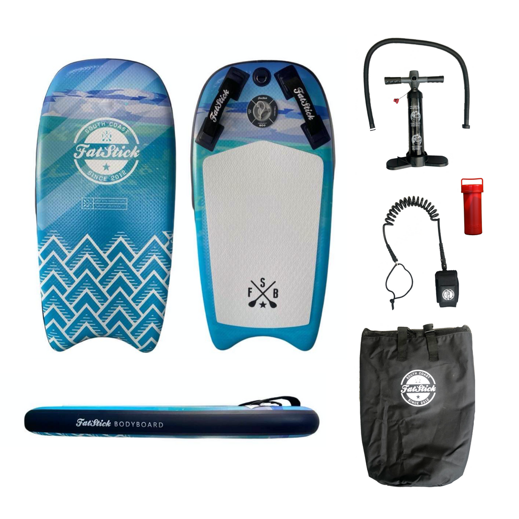 Inflatable 43 inch Body Board Complete Package with Pump and Leash
