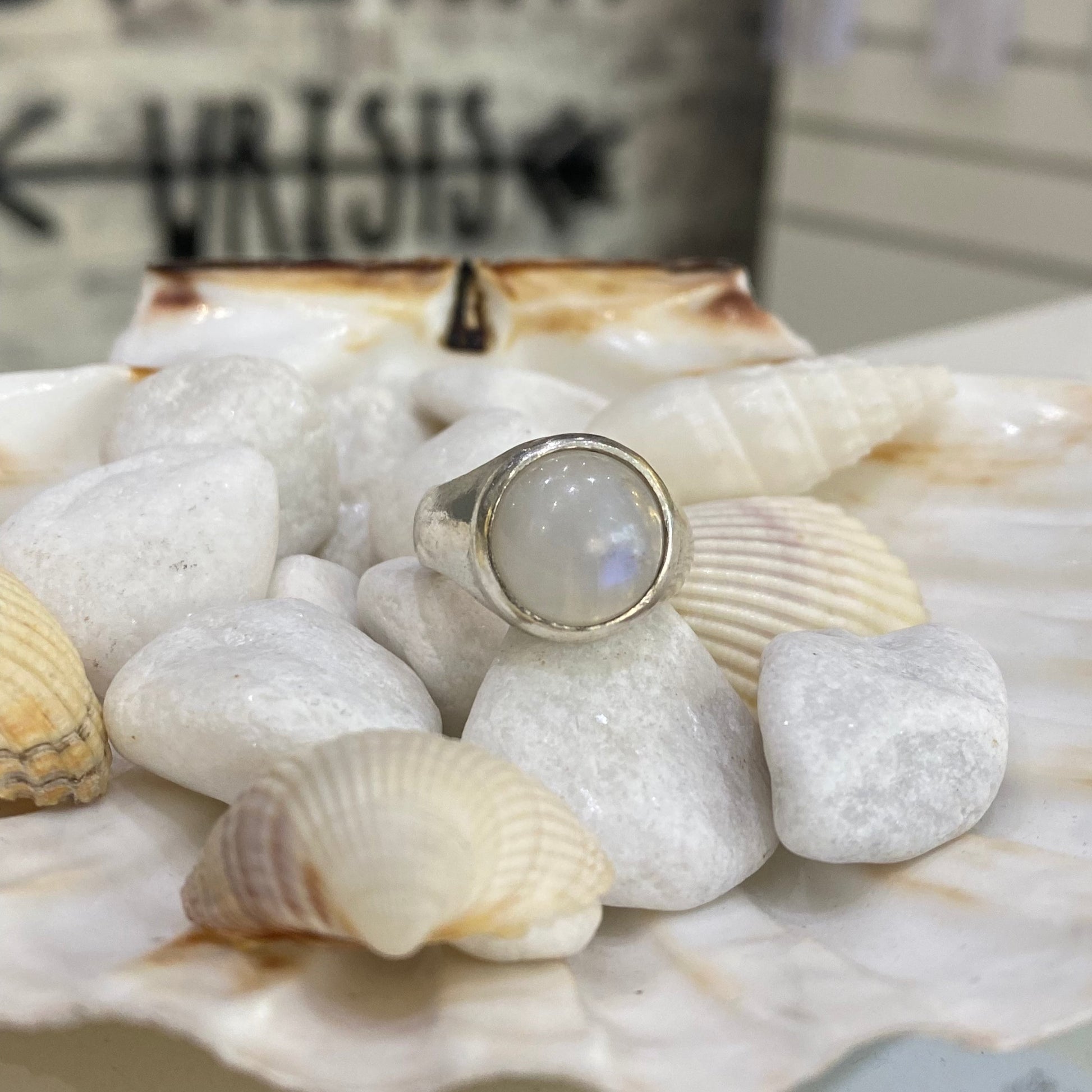 Moonstone Moon Ring Signet