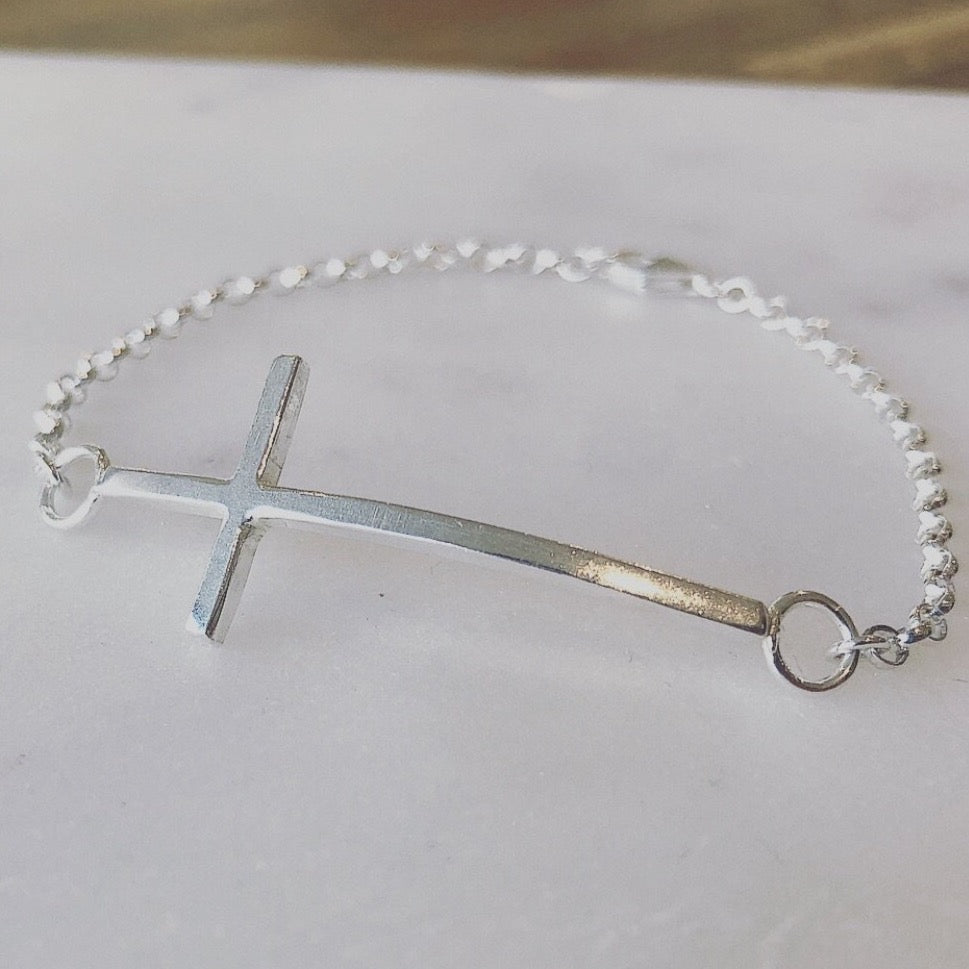 Sterling Silver Cross Bracelet