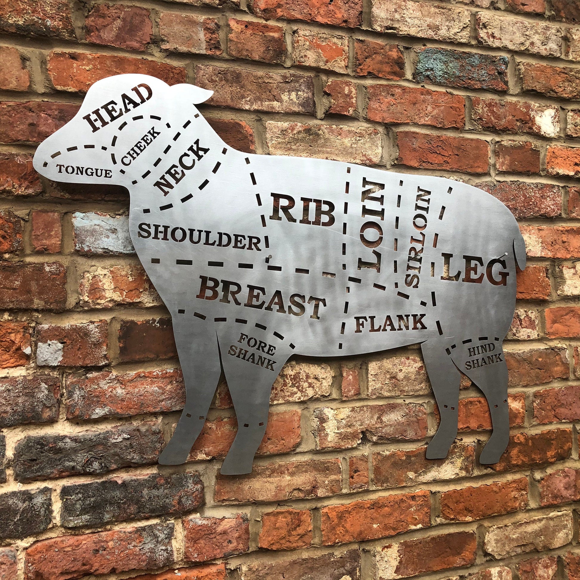 Large Galvanized Steel Butchers Lamb Decoration