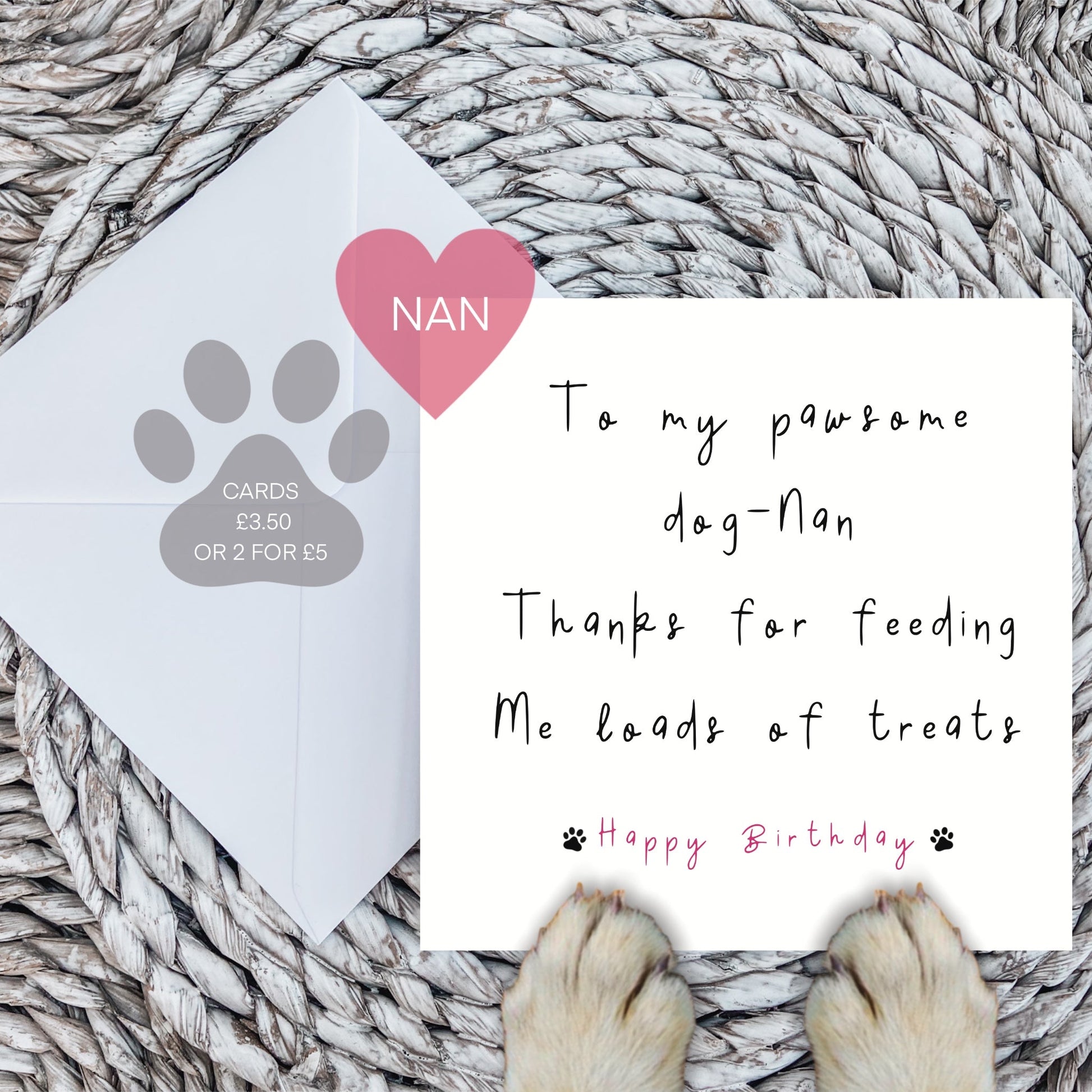To My Pawsome Dog Nan Birthday Card
