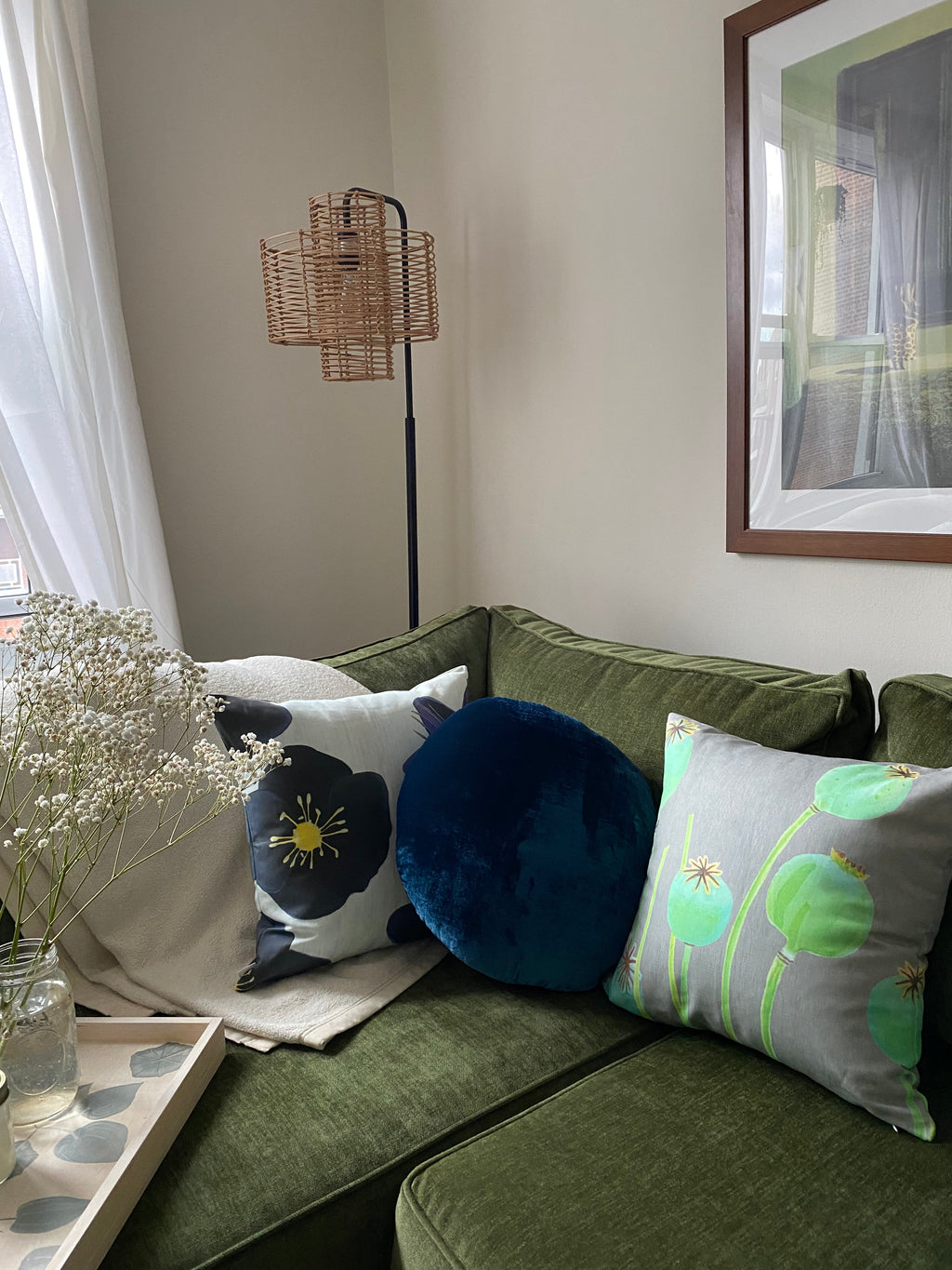 Black Hellebore on Snow Throw Pillow 18 inch Square