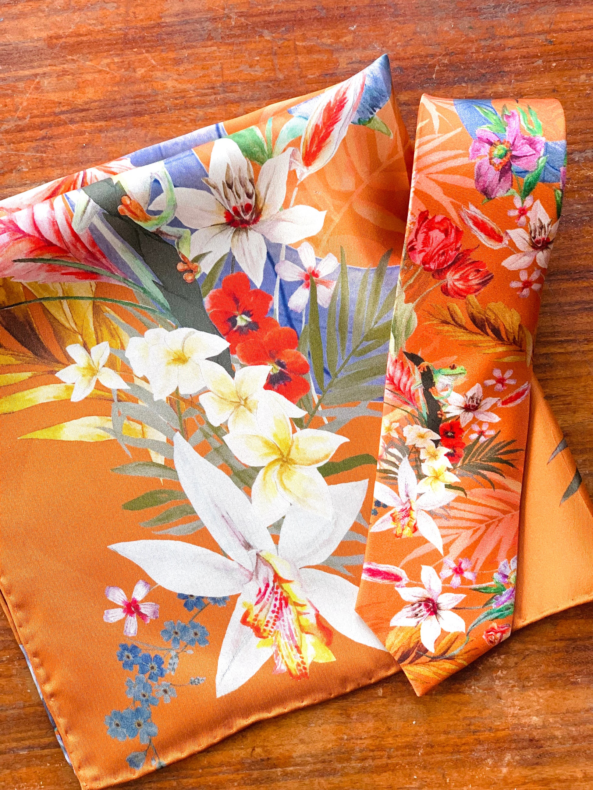 Rust Silk Pocket Square and Tie Gift Set Eden Design