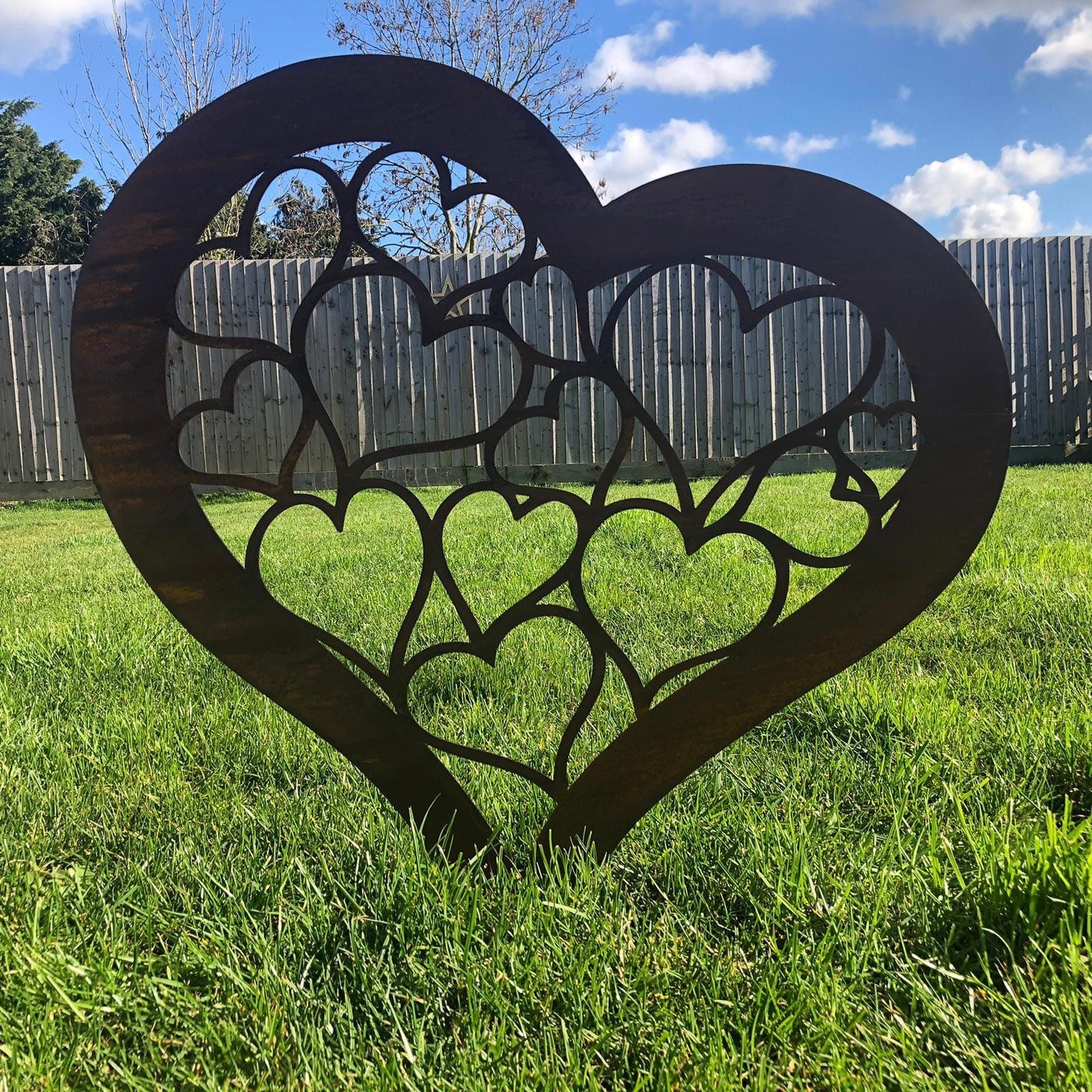 Large Rusty Metal Decorative Heart Garden Decoration