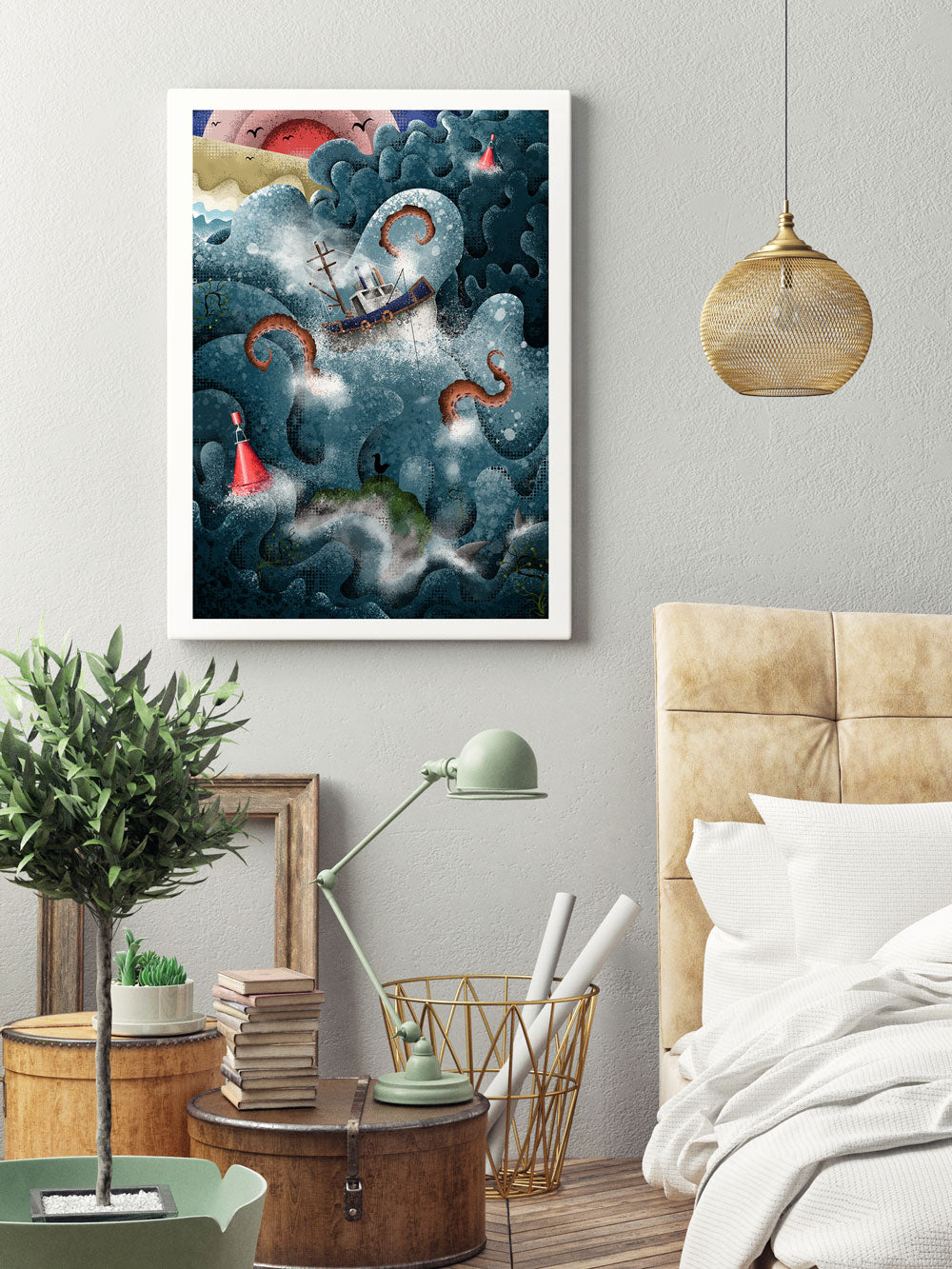 The Fishing Boat Illustration Print