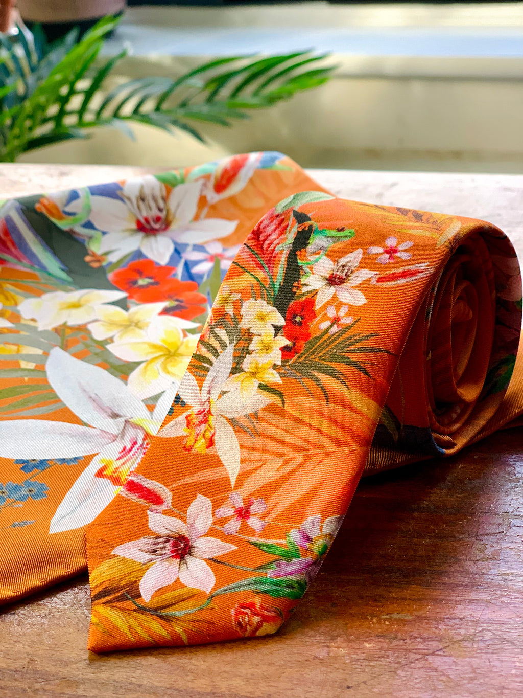 Rust Silk Pocket Square and Tie Gift Set Eden Design