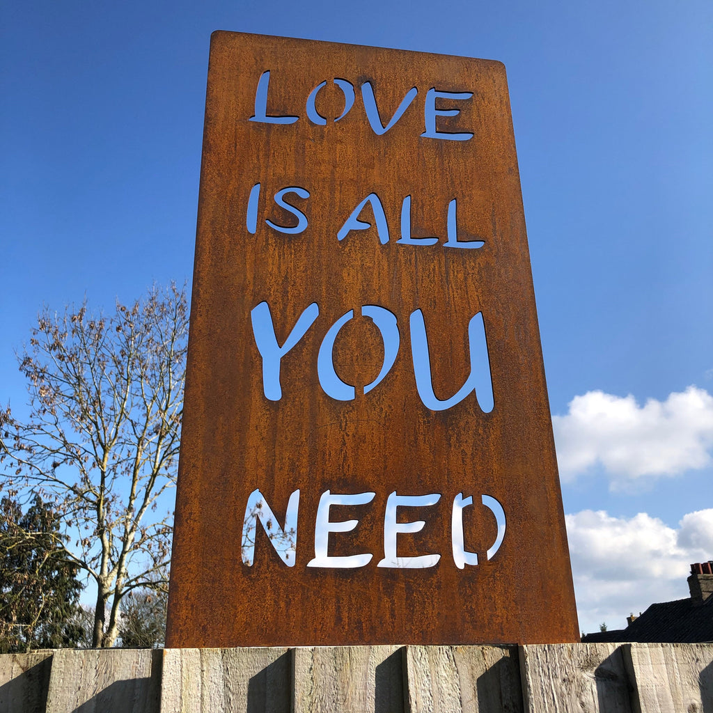 Rusty Metal Love Is All You Need Garden Sign