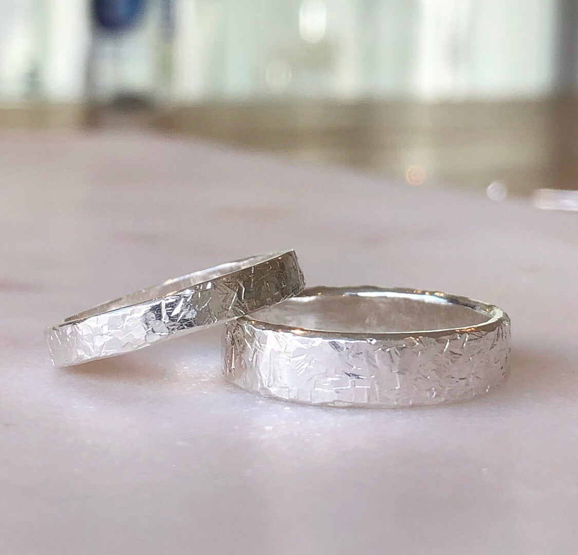 Organic Texture Band Rings in Recycled Sterling Silver