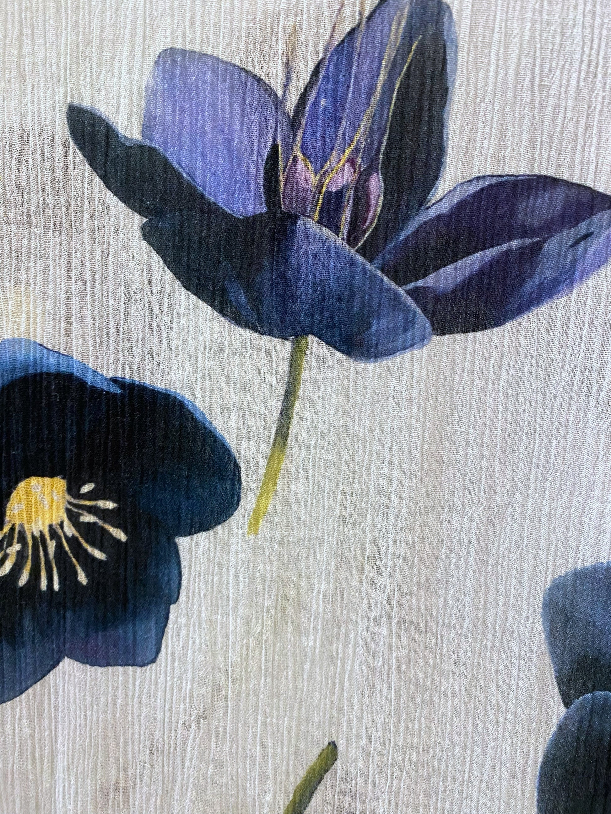 Cotton Crepe Caftan in Black Hellebore on Snow