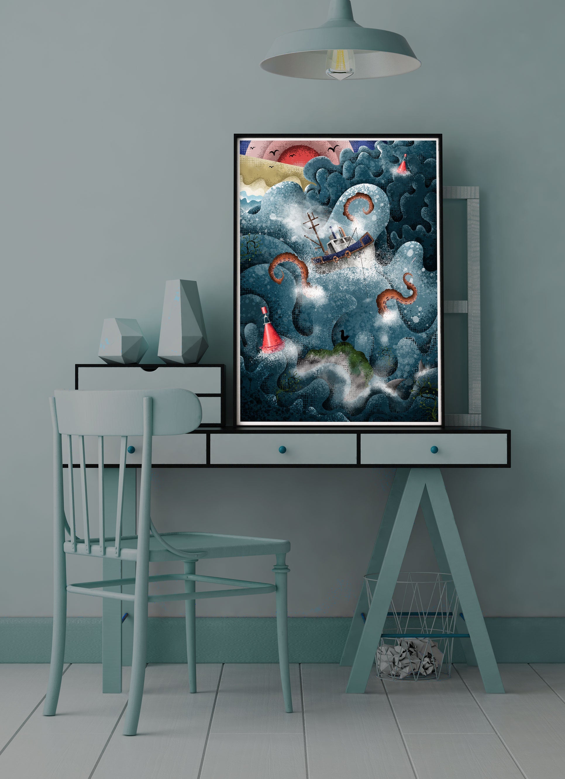 The Fishing Boat Illustration Print